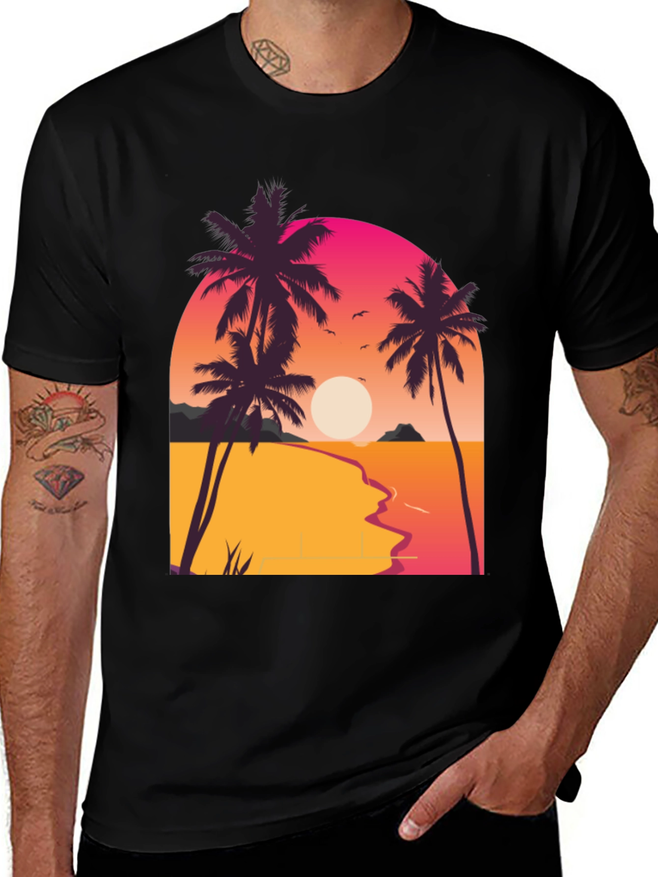 Sunset Palm Tree Graphic Tee