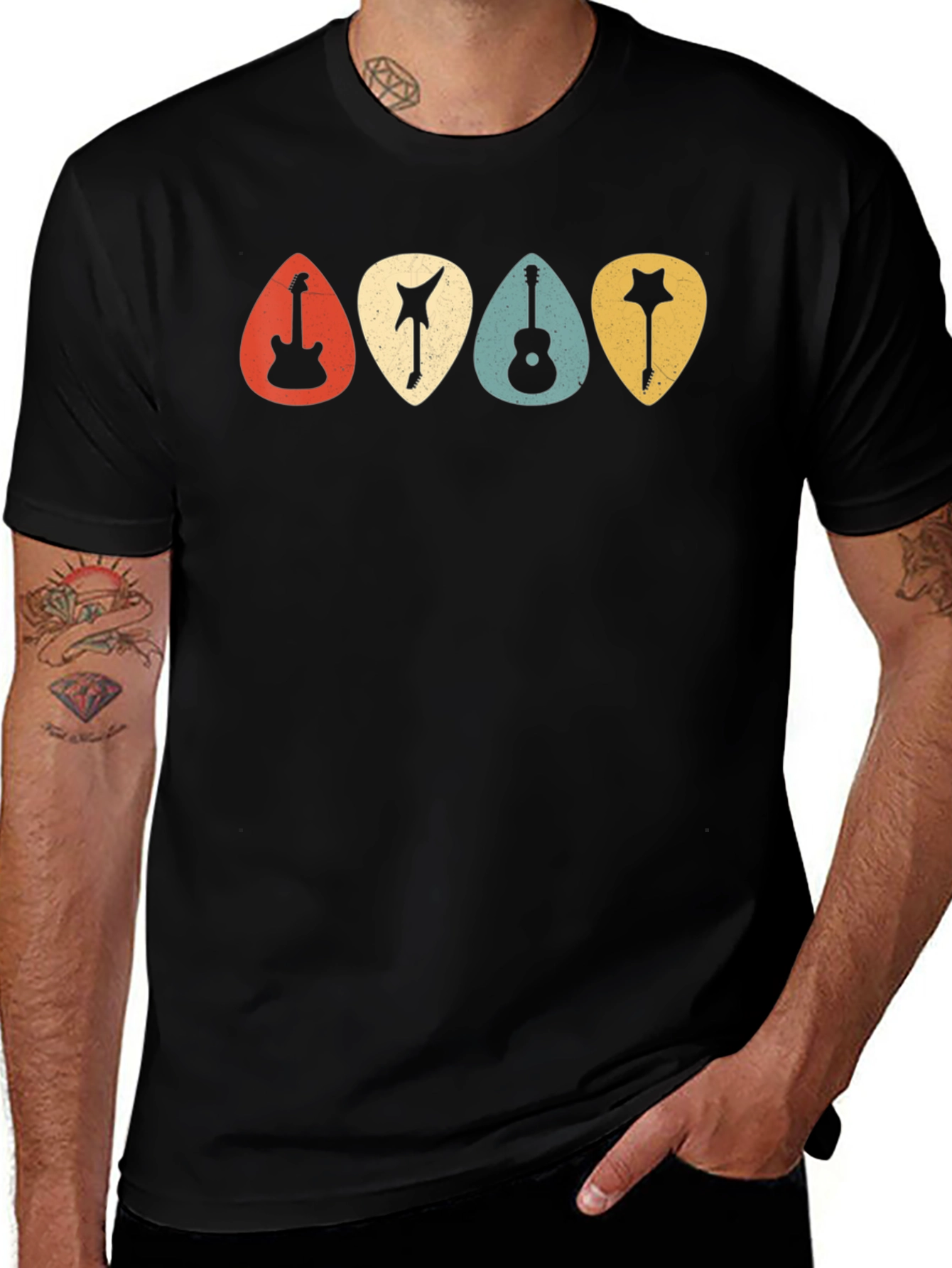 Variant 11 of Retro Guitar Pick Graphic Tee - Music Lover T-Shirt