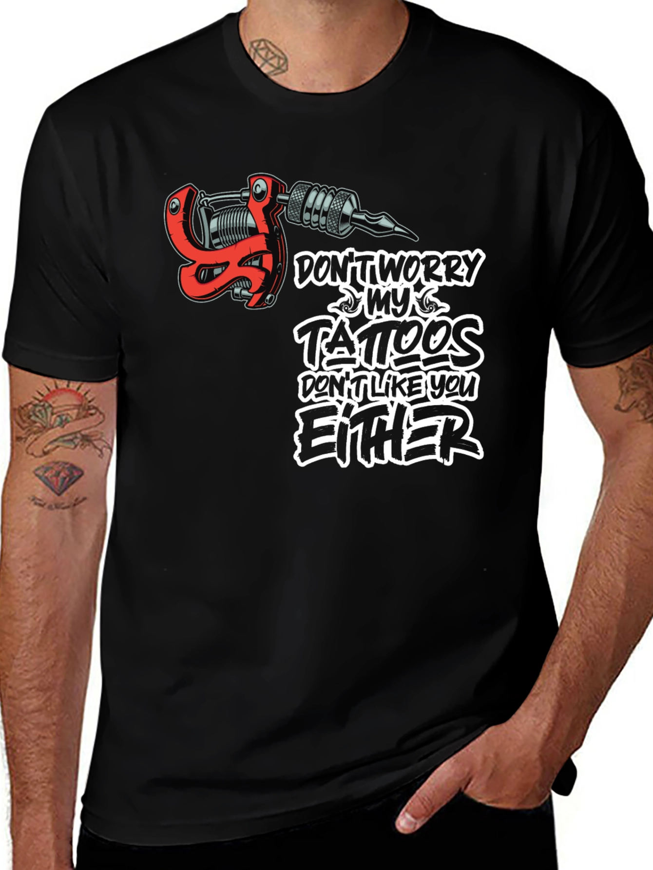 Variant 30 of Tattoo Lover T-Shirt - Don't Worry My Tattoos