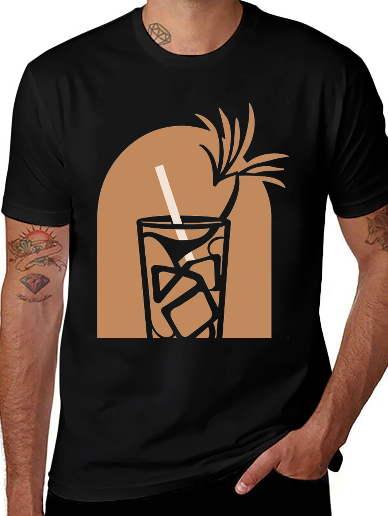 Variant 23 of Tropical Cocktail Graphic Tee - Black