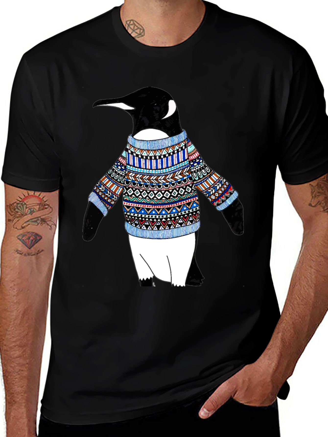 Variant 19 of Penguin Sweater T-Shirt - Novelty Graphic Tee