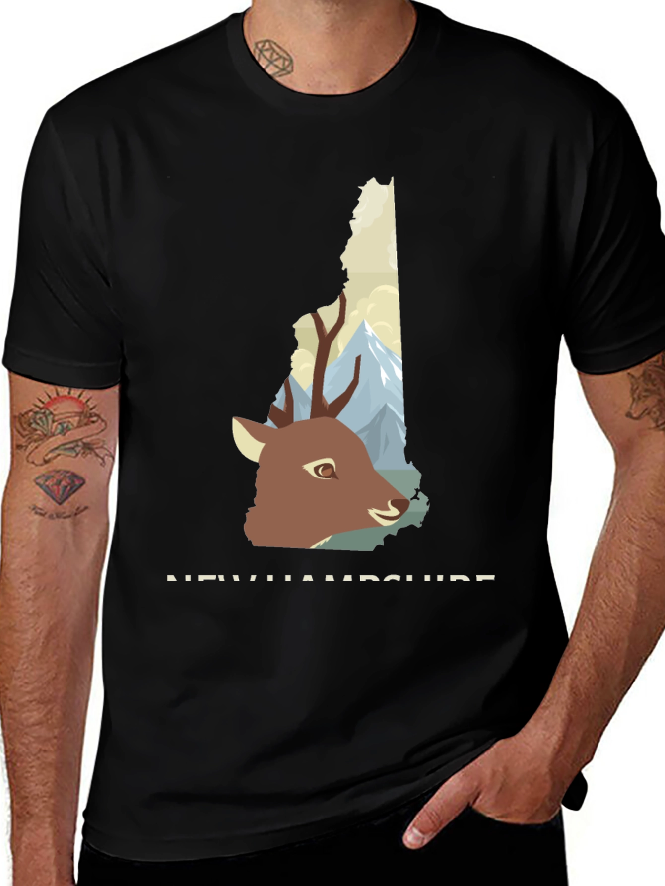 Variant 6 of New Hampshire Deer Graphic Tee