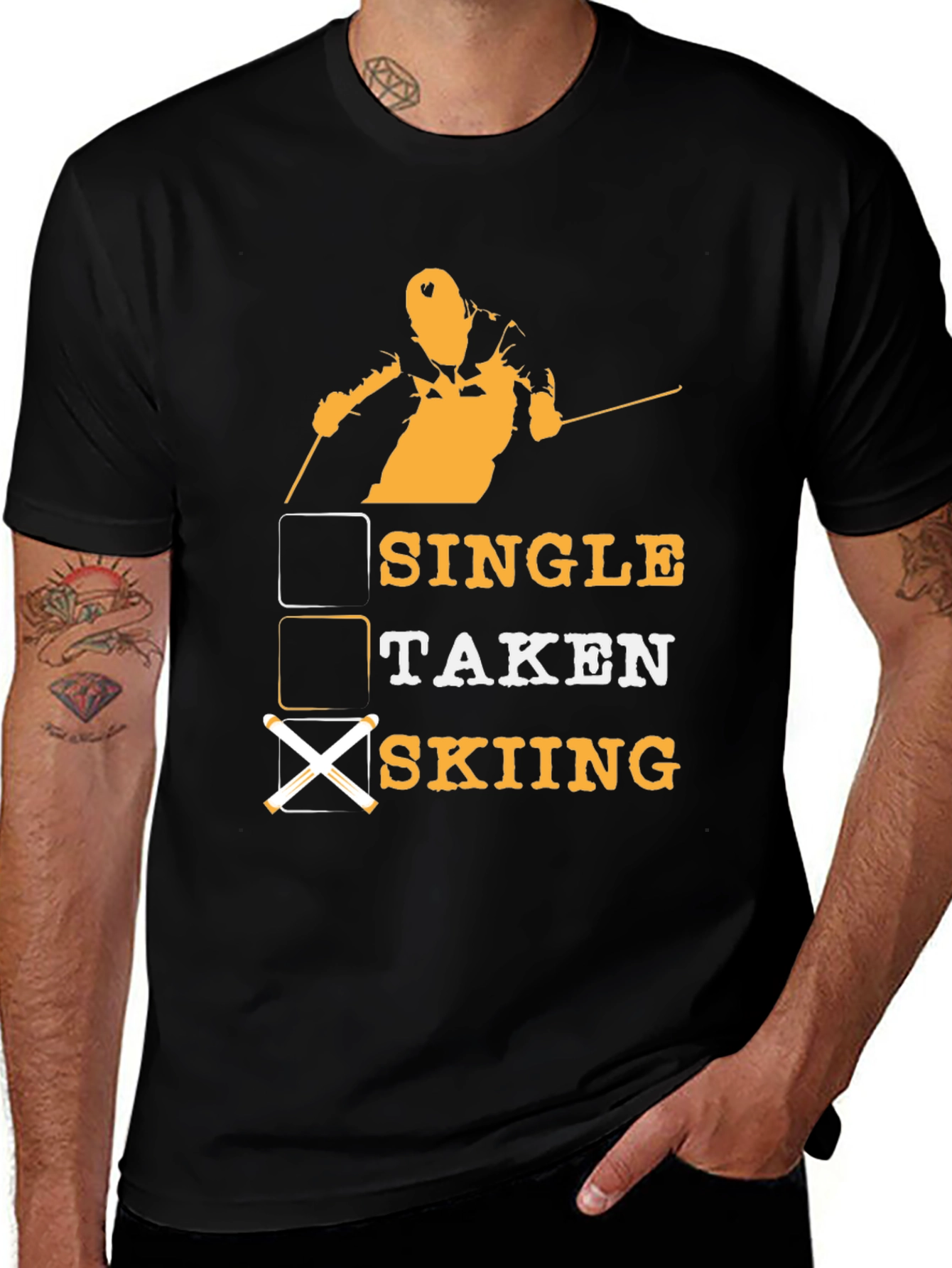 Variant 18 of Skiing T-Shirt - Single, Taken, Skiing