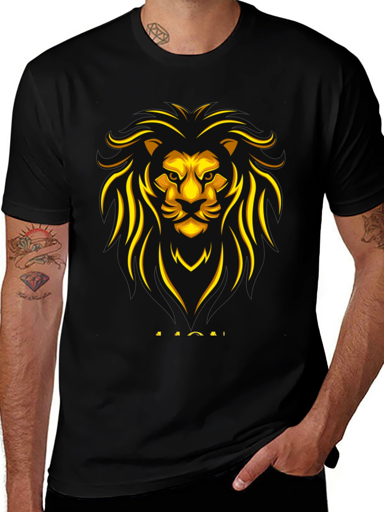Variant 9 of Lion Graphic Print Black T-Shirt