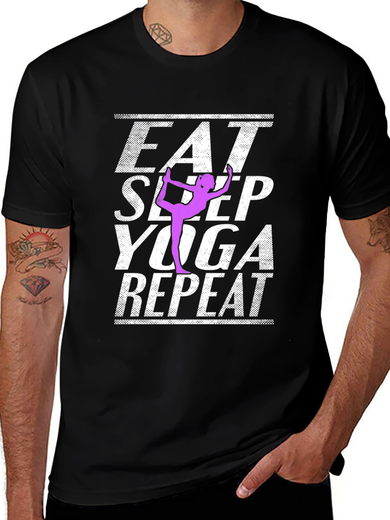 Eat Sleep Yoga Repeat Black T-Shirt