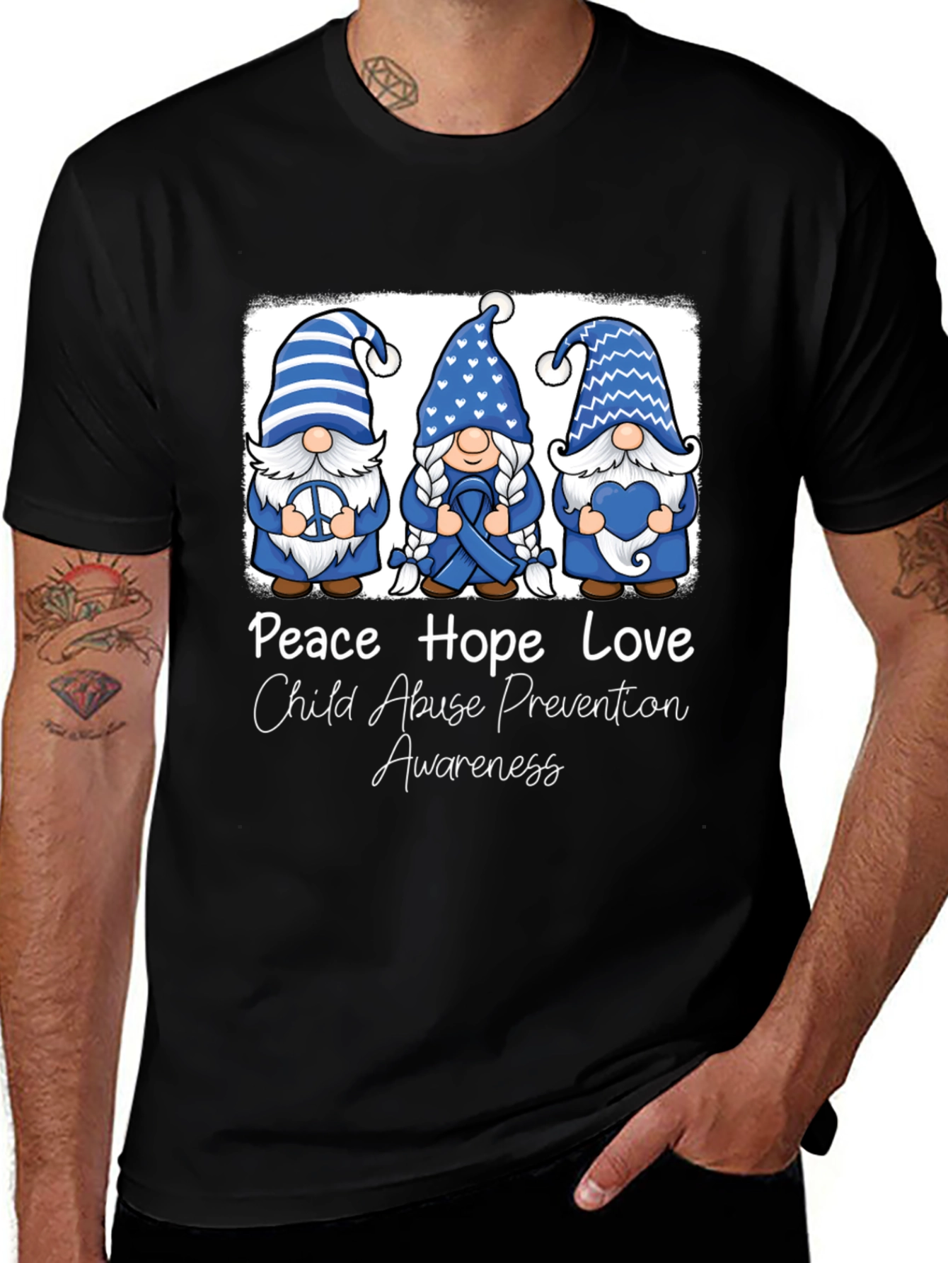 Variant 14 of Peace Hope Love Child Abuse Prevention Awareness T-Shirt