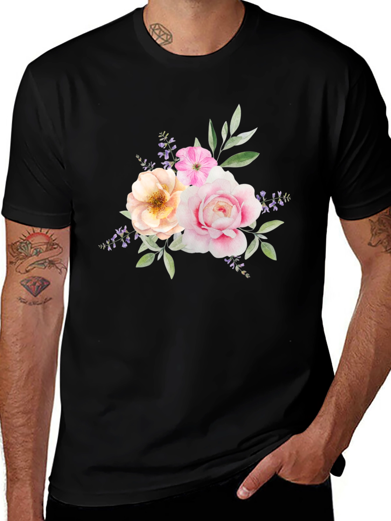 Variant 21 of Floral Bouquet Graphic Tee - Black