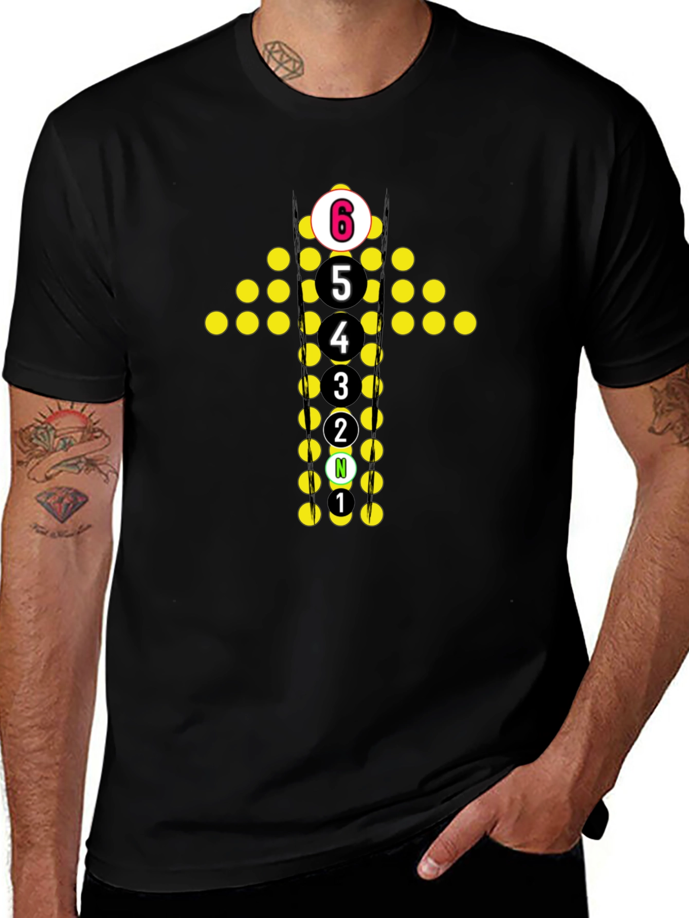 6 Speed Shift Pattern T-Shirt - Funny Car Enthusiast Tee