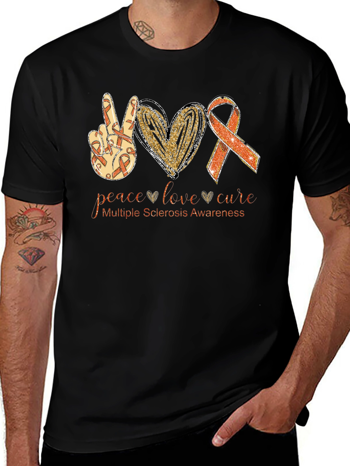Multiple Sclerosis Awareness T-Shirt Peace Love Cure