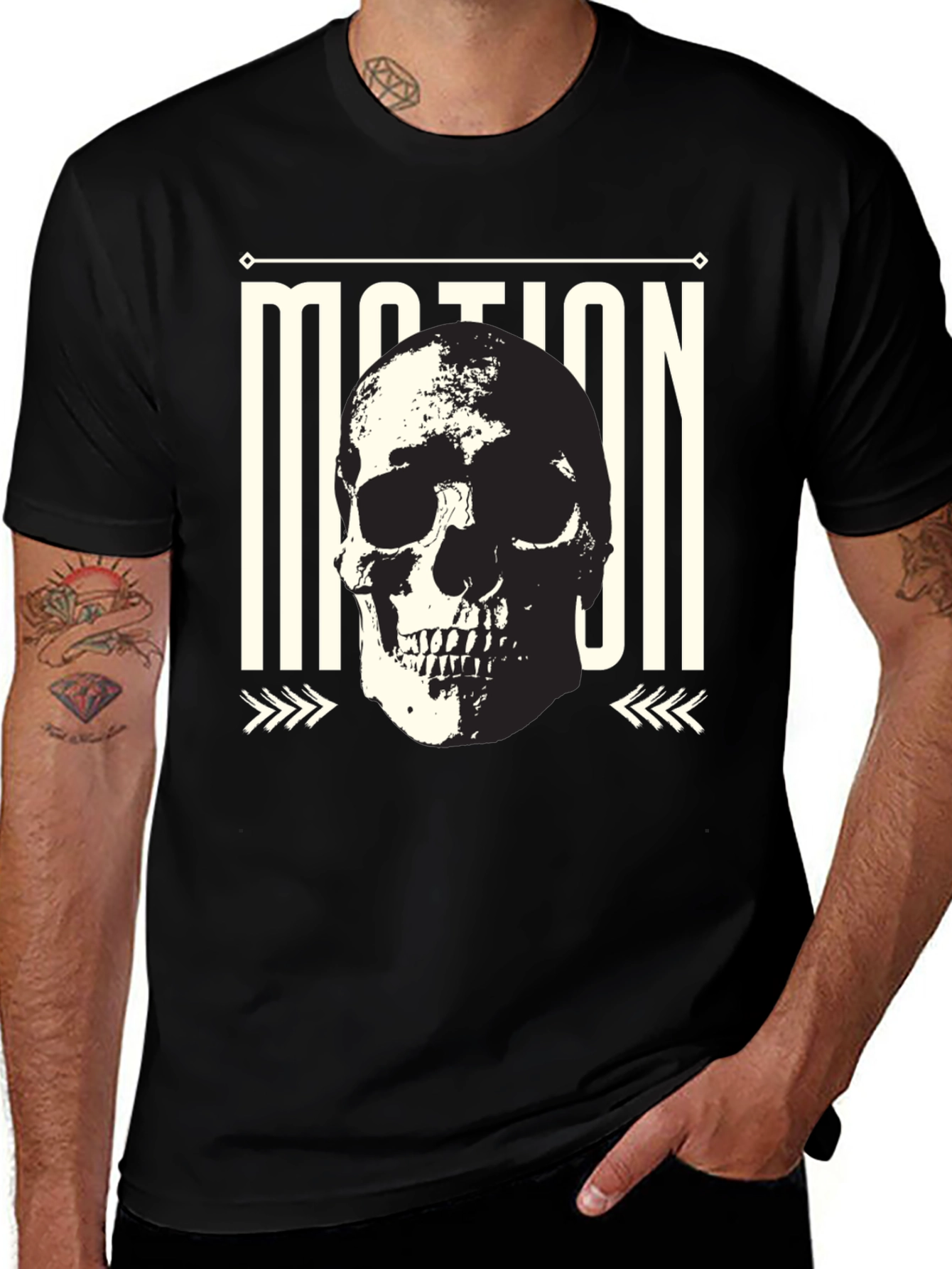 Variant 28 of Motion Skull Graphic Print Black T-Shirt
