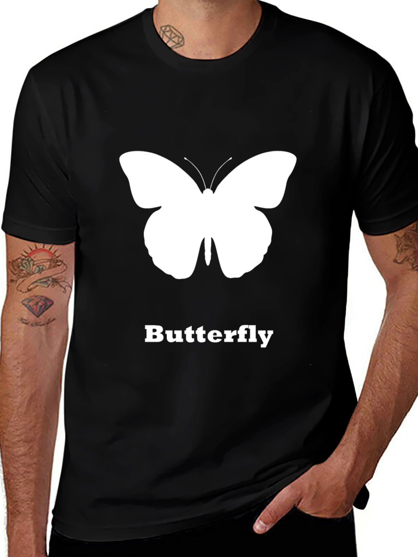 Variant 29 of Butterfly Graphic T-Shirt - Black Casual Tee