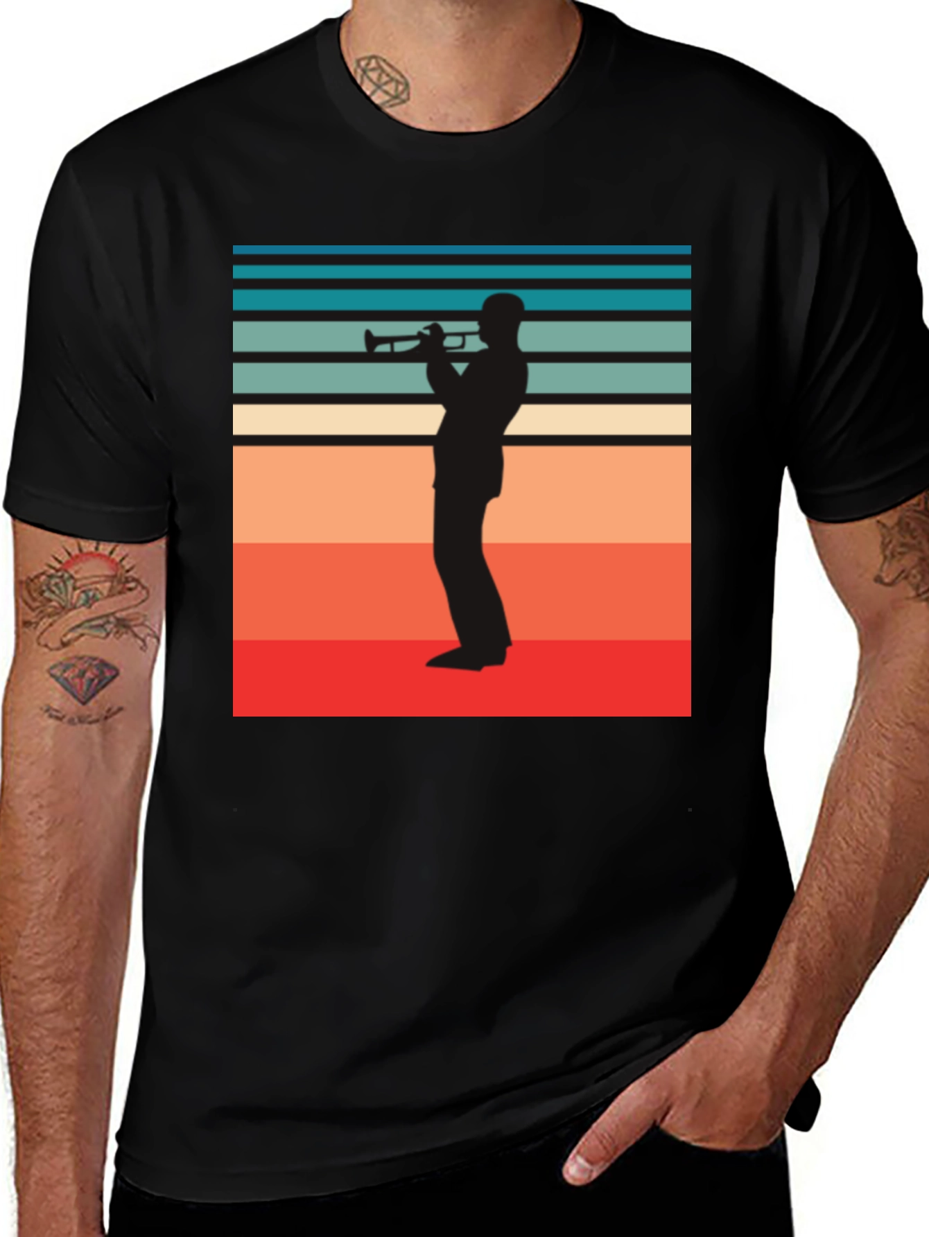 Variant 5 of Retro Trumpet Player Graphic Tee