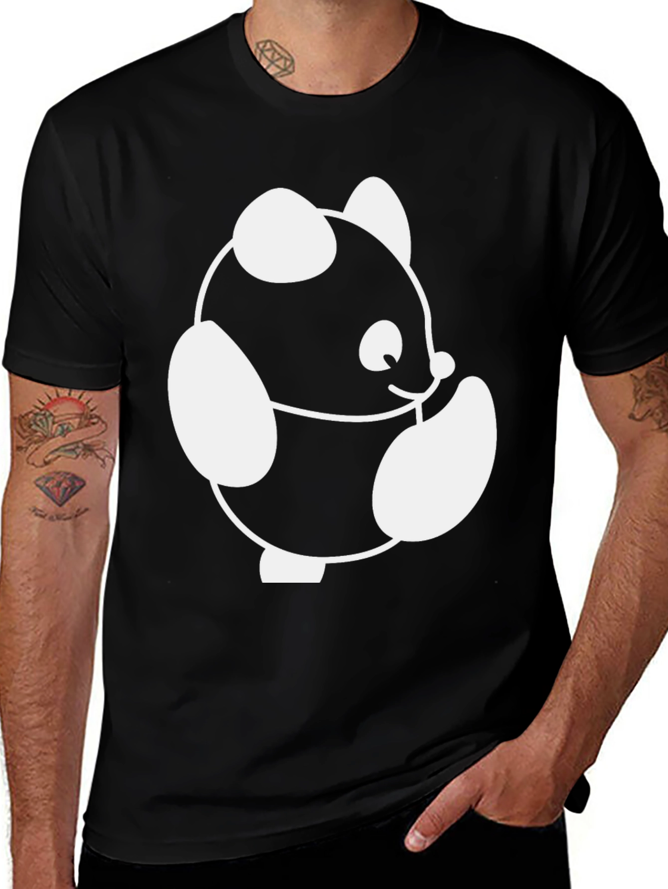Variant 7 of Black T-Shirt with Cute Panda Graphic