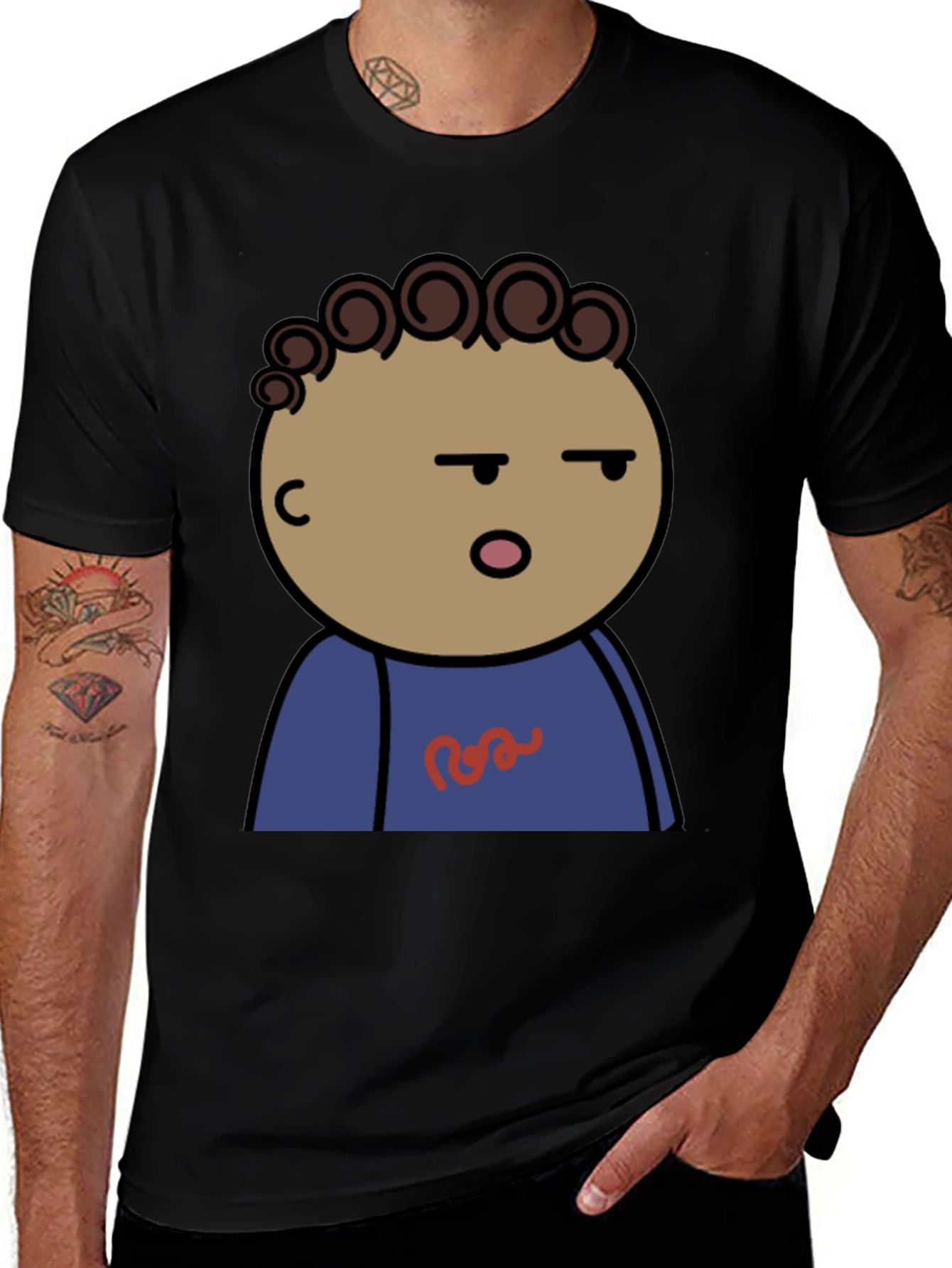 Variant 6 of Funny Cartoon Character Graphic Tee - Black