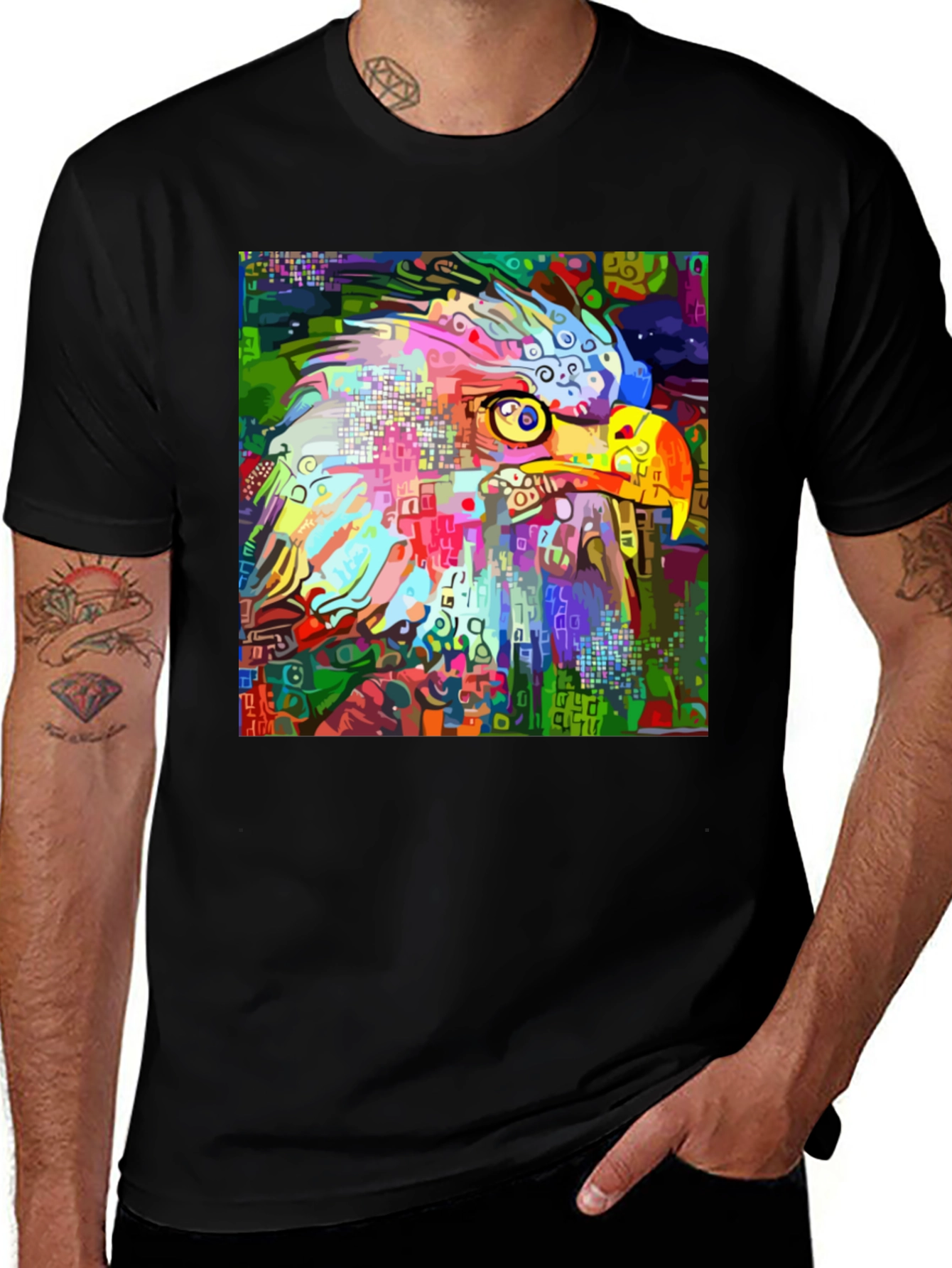 Variant 13 of Abstract Eagle Graphic Black T-Shirt