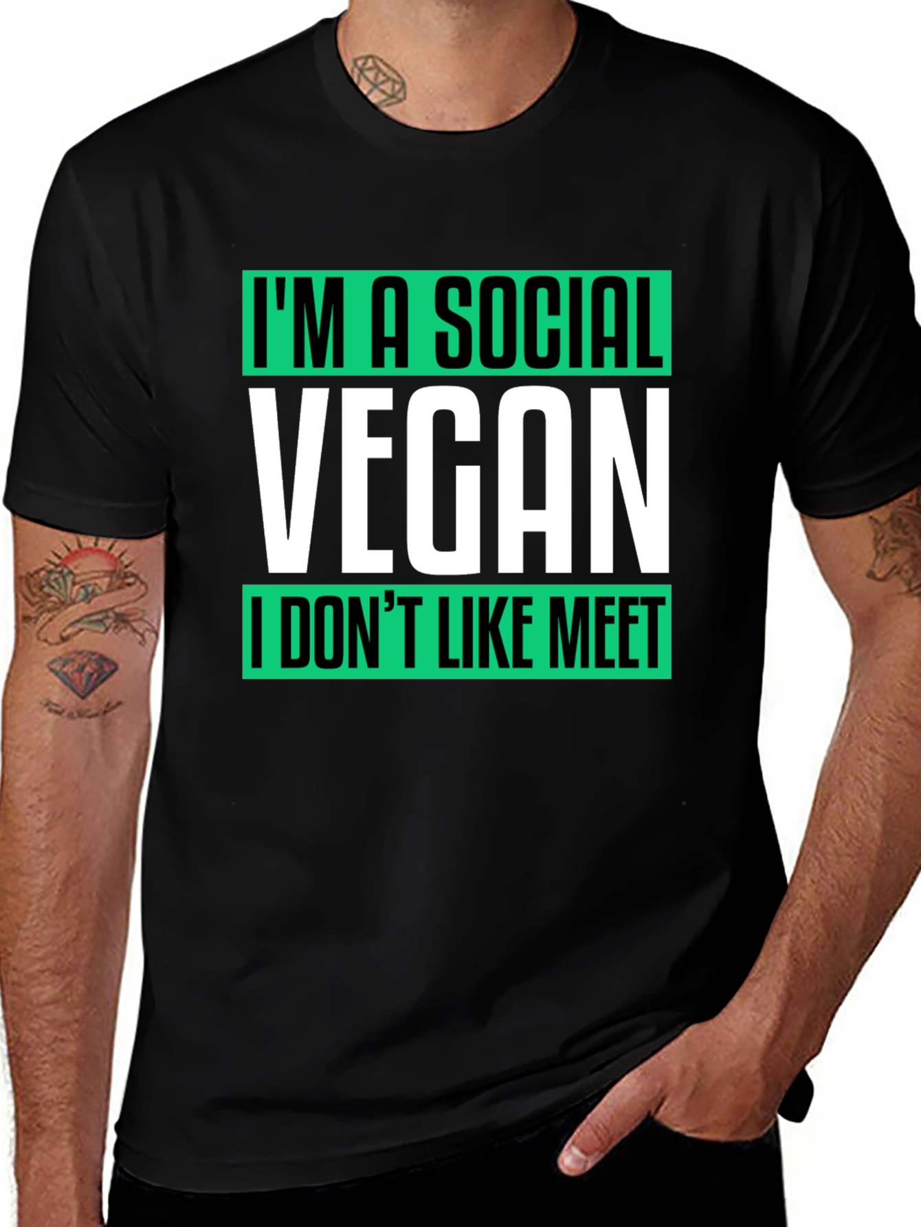 Variant 20 of Social Vegan Graphic Tee - Unisex Black T-Shirt