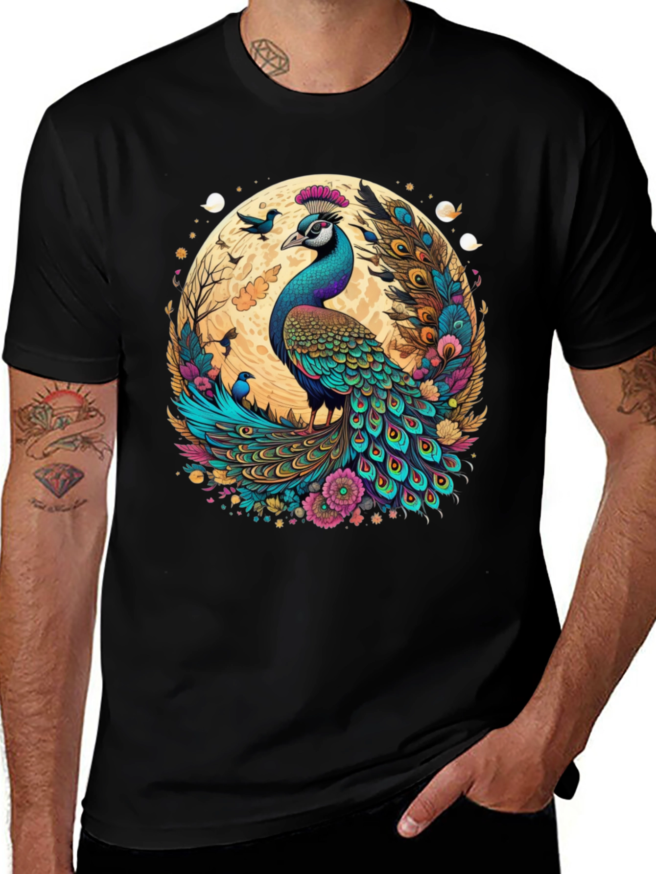Variant 14 of Peacock Graphic T-Shirt - Colorful Bird Design