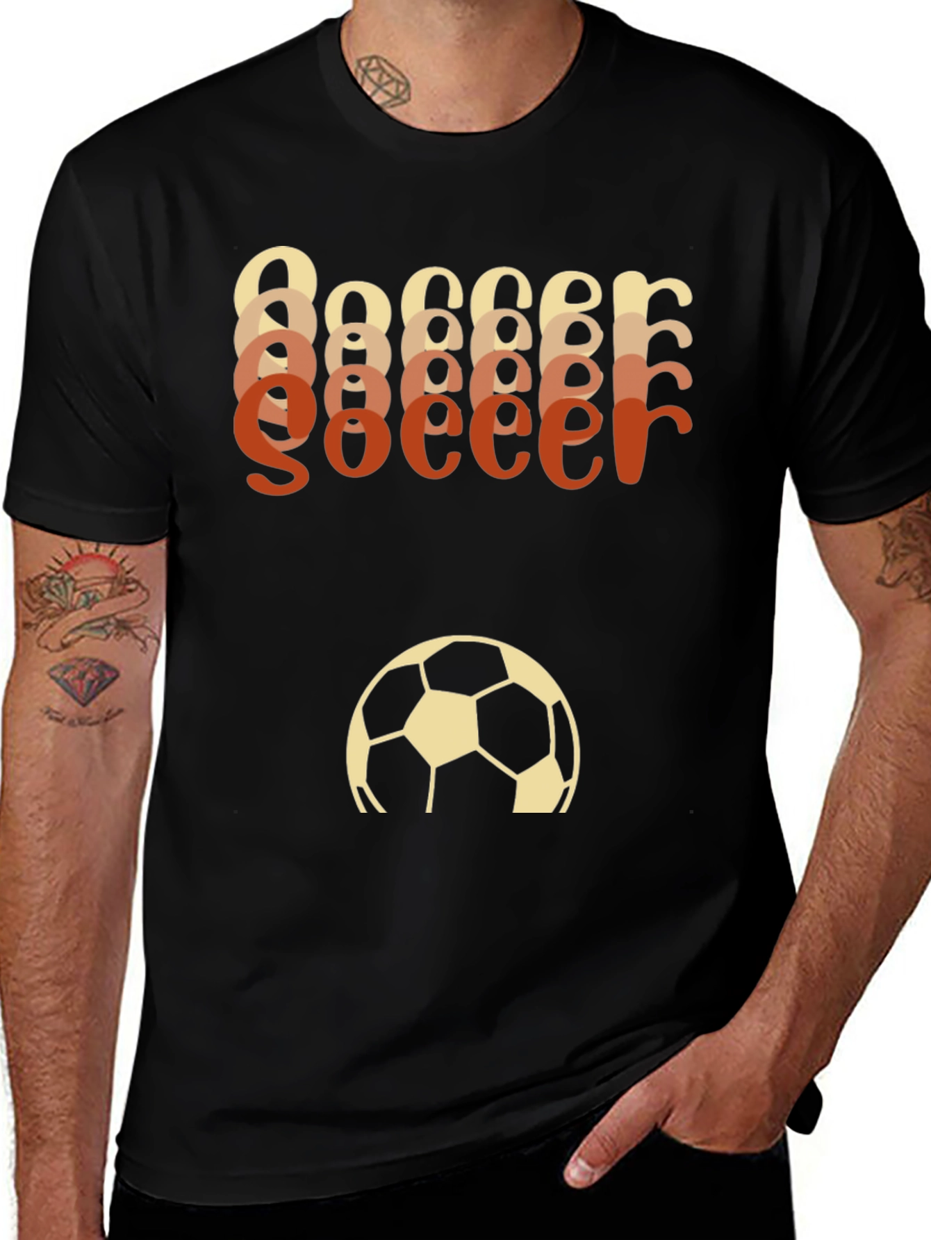 Variant 7 of Retro Soccer Graphic Tee - Black Cotton T-Shirt
