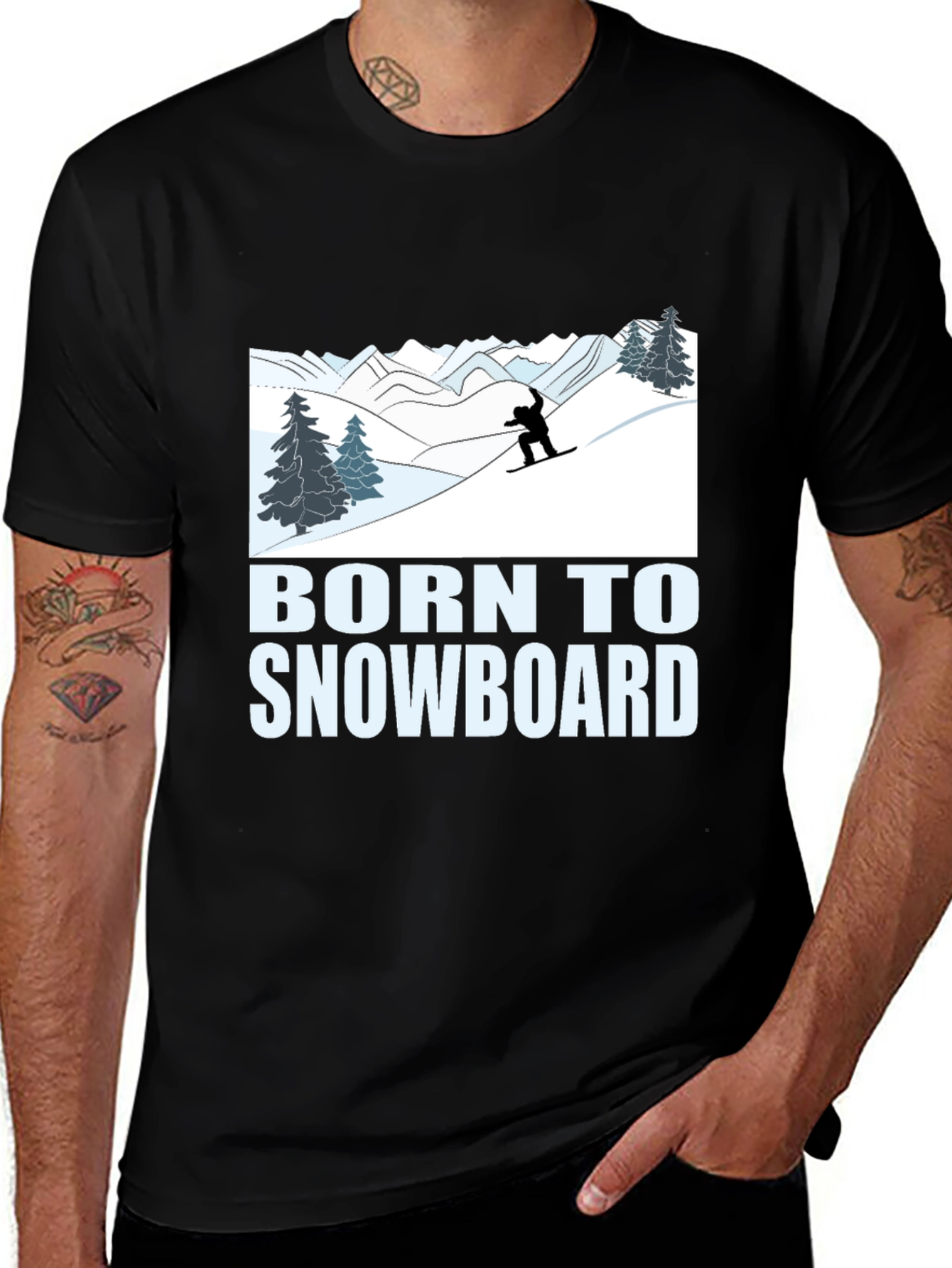 Variant 28 of Born to Snowboard Graphic Tee - Winter Sport T-Shirt