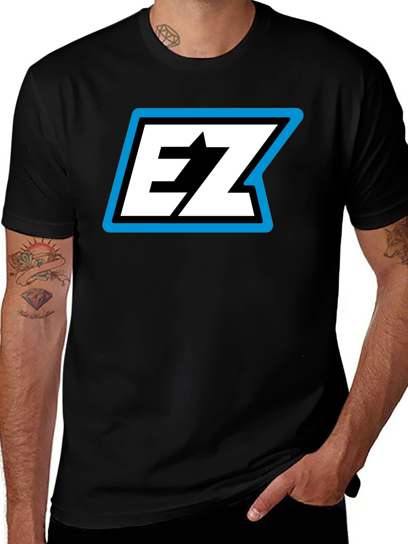 Variant 18 of EZ Logo Black T-Shirt - Bold Graphic Tee