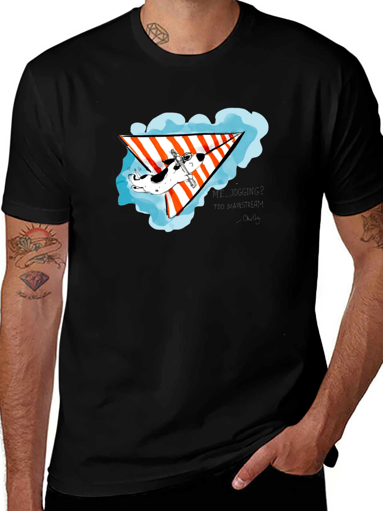 Variant 4 of Hang Gliding Dog Black T-Shirt