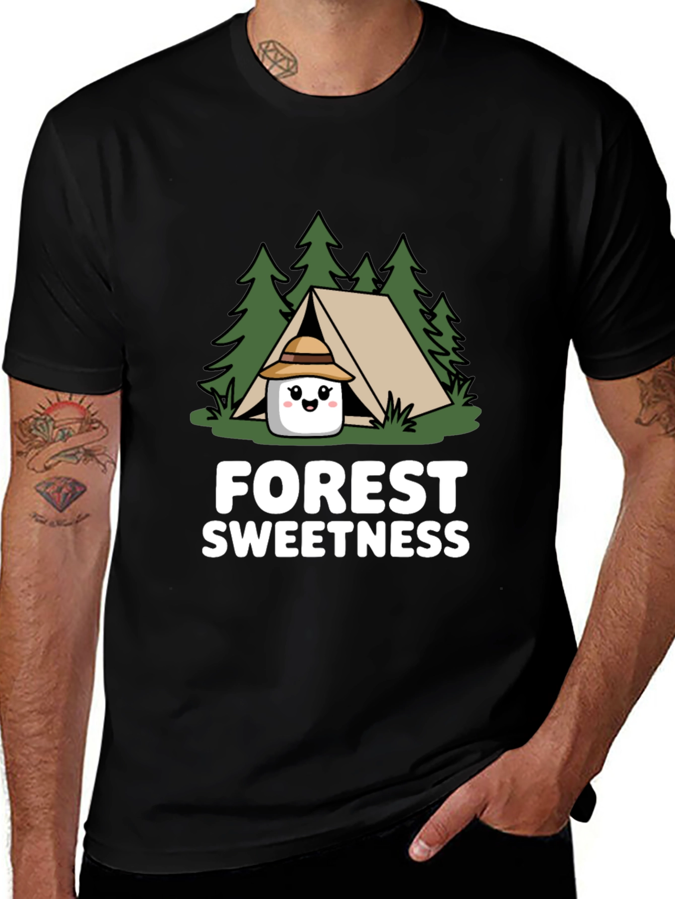 Variant 3 of Forest Sweetness Graphic Tee - Camping Marshmallow T-Shirt