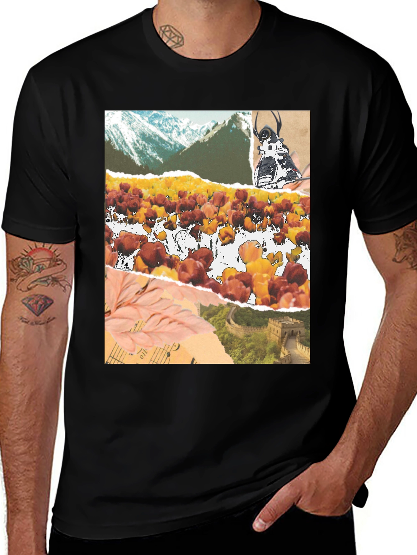 Black Collage Print Black T-Shirt main image
