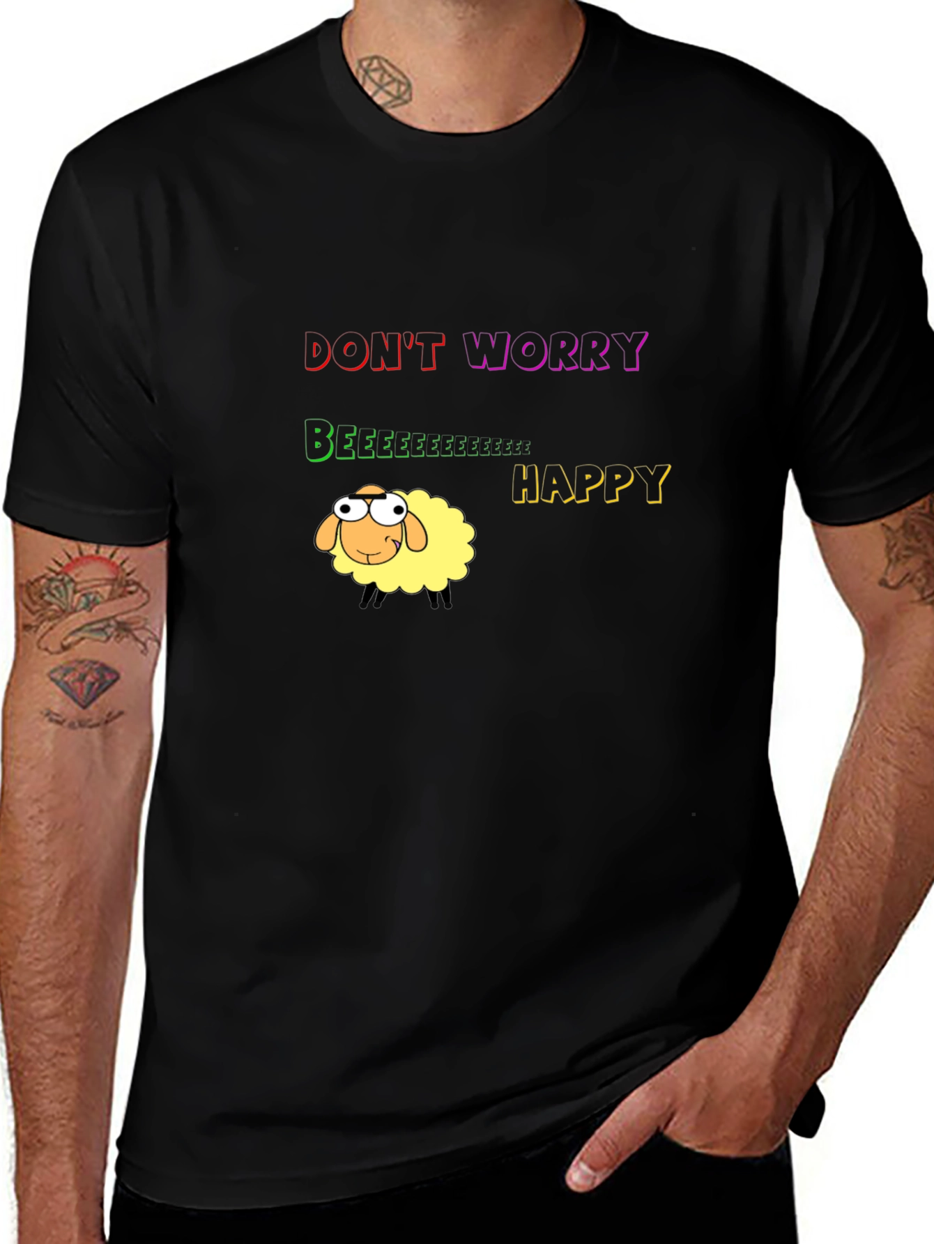 Variant 24 of Don't Worry Be Happy Sheep Graphic T-Shirt