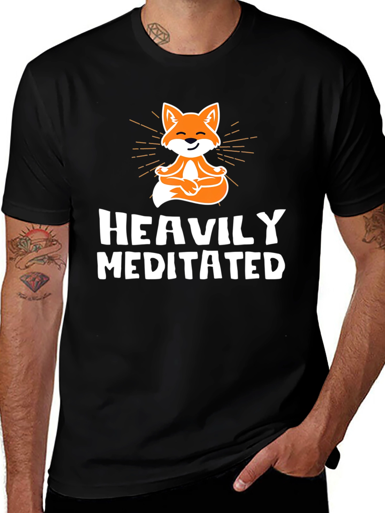 Variant 28 of Heavily Meditated Fox Graphic Tee - Black