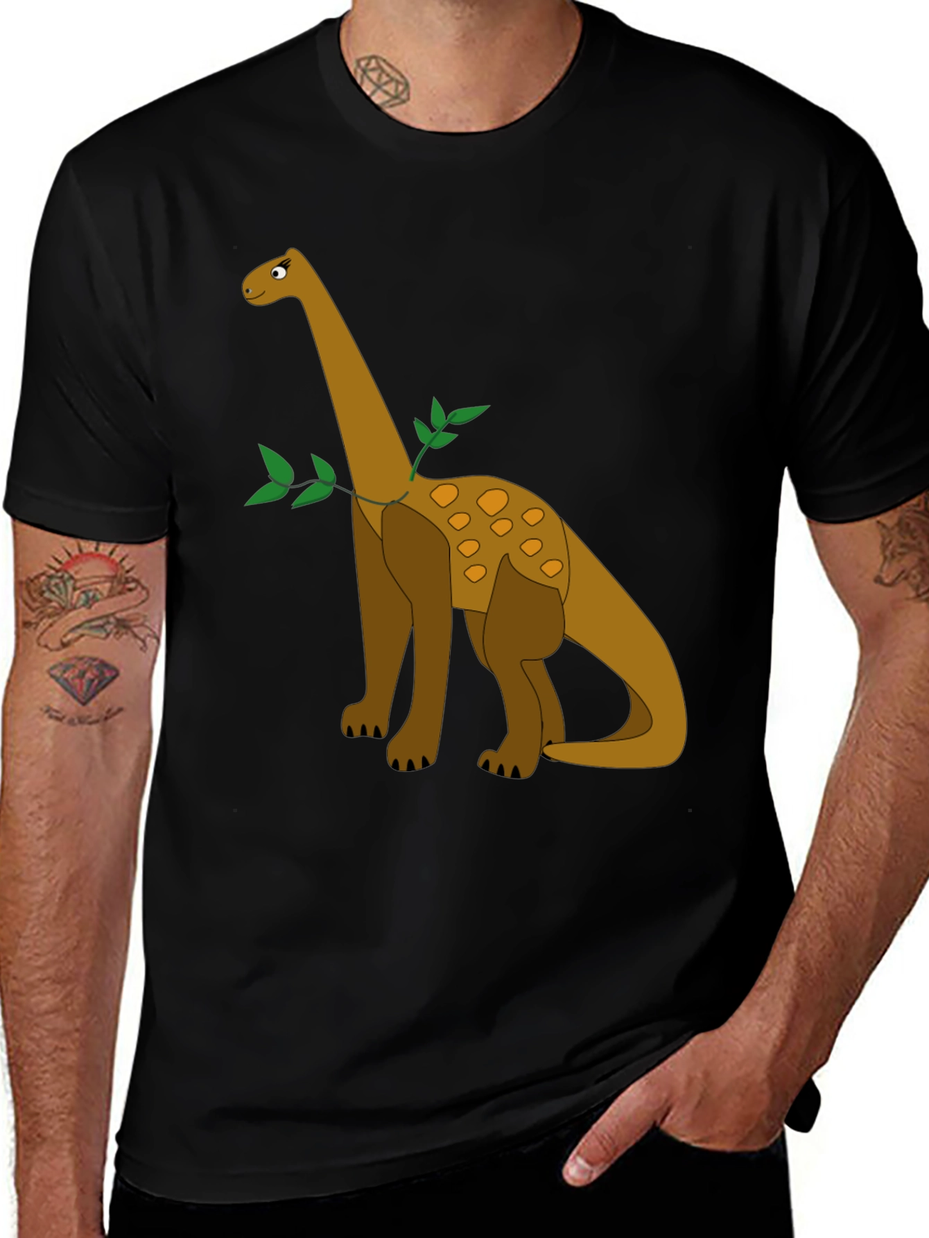 Variant 16 of Dinosaur Graphic Tee - Black Cotton Casual