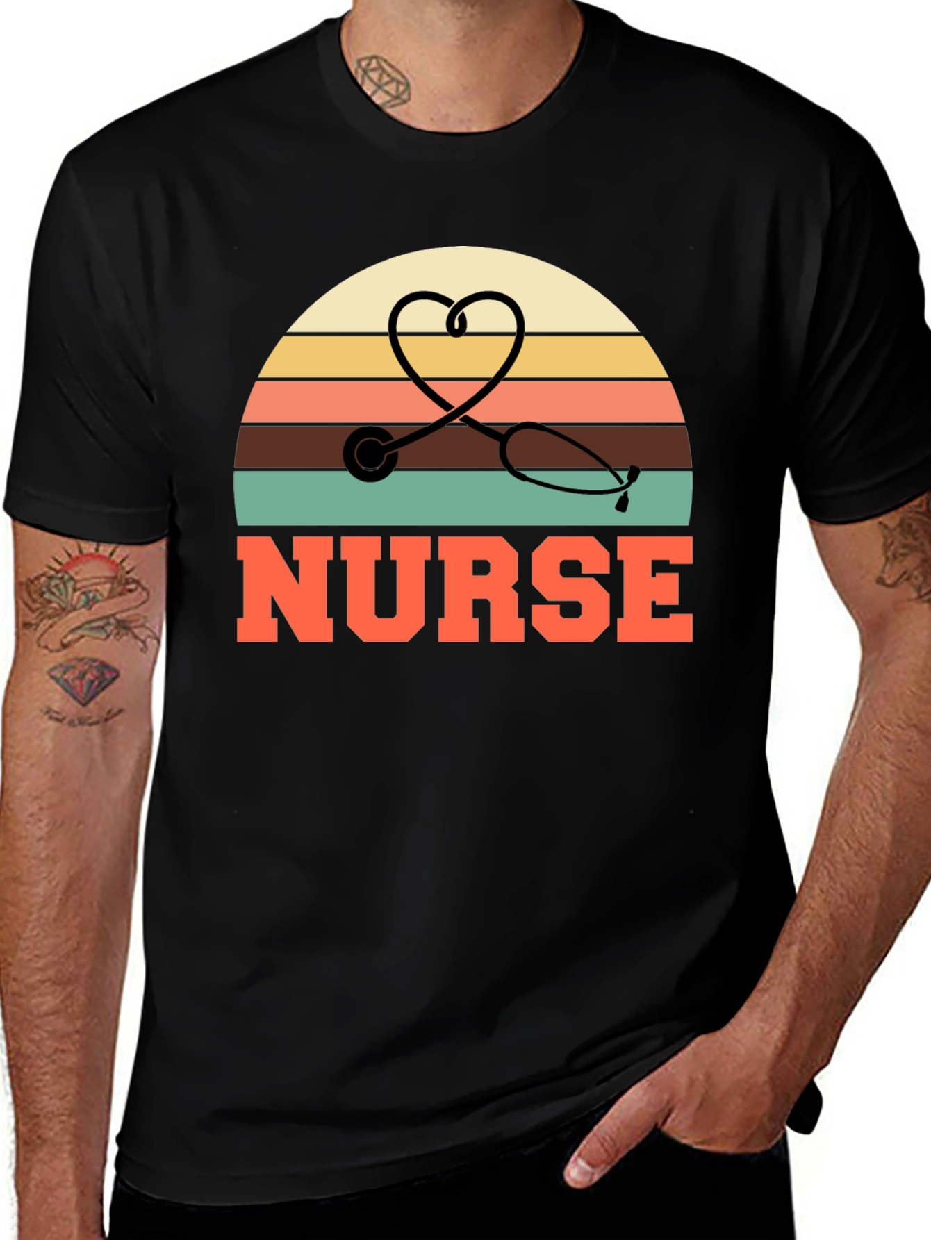 Variant 29 of Nurse Retro Stethoscope Heart T-Shirt