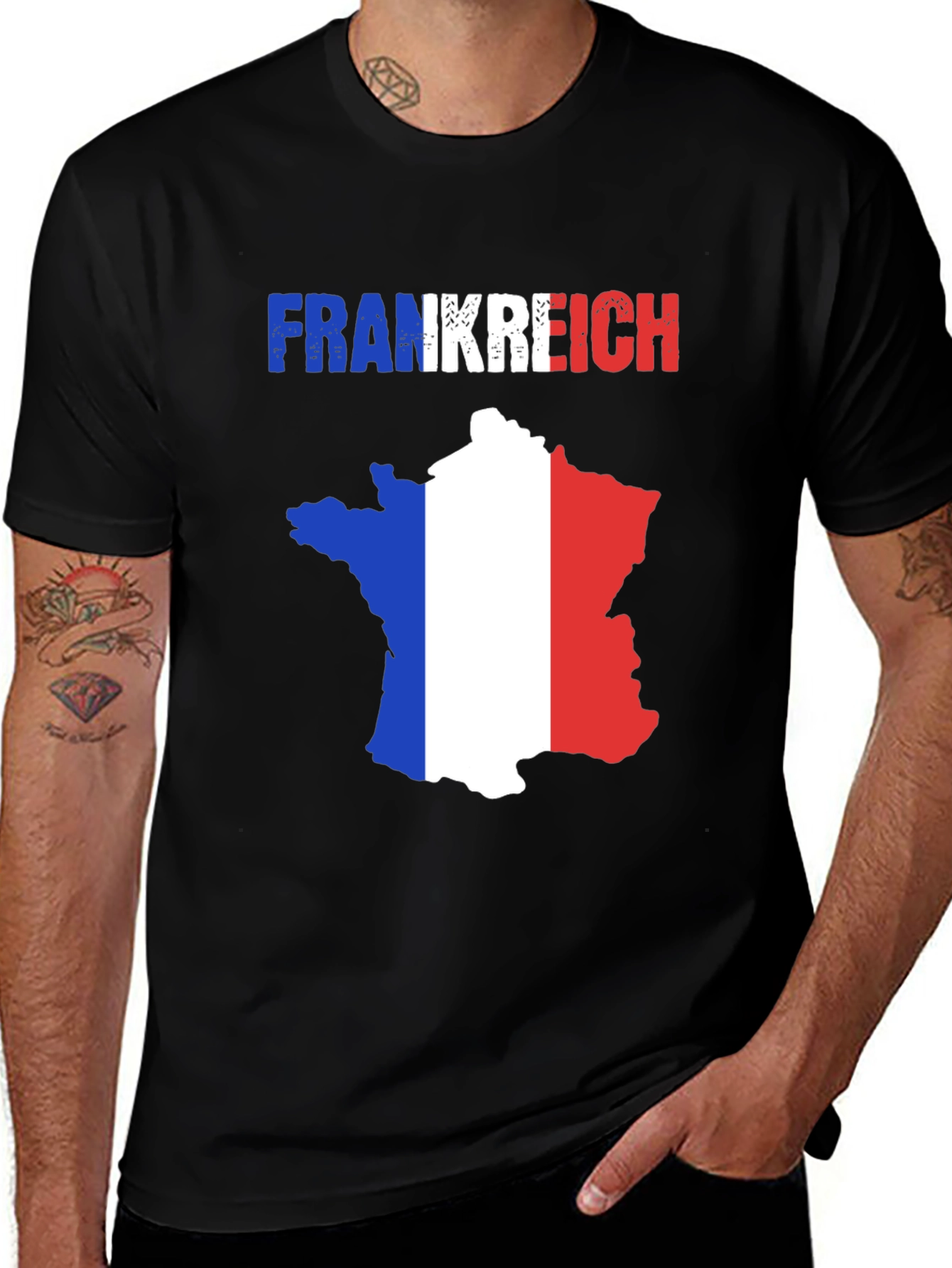France Flag Map T-Shirt - Frankreich Novelty Tee