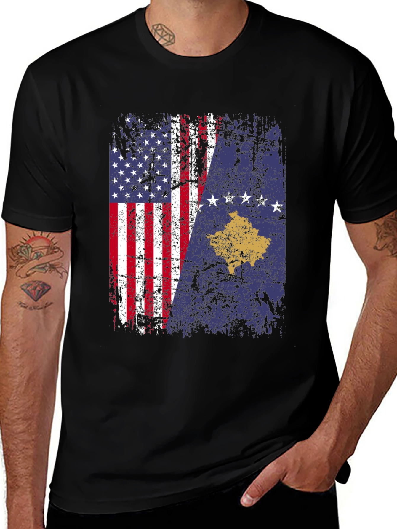 USA Kosovo Flag T-Shirt