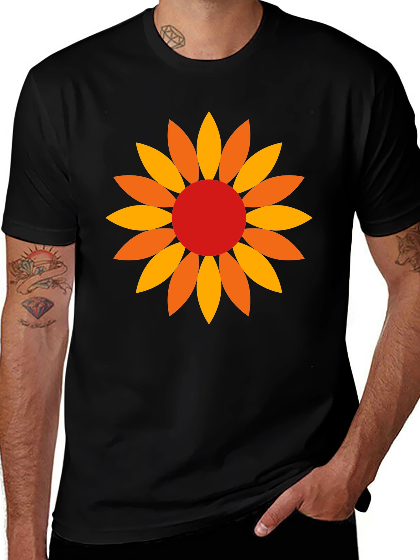 Variant 5 of Sunflower Graphic Print Black T-Shirt