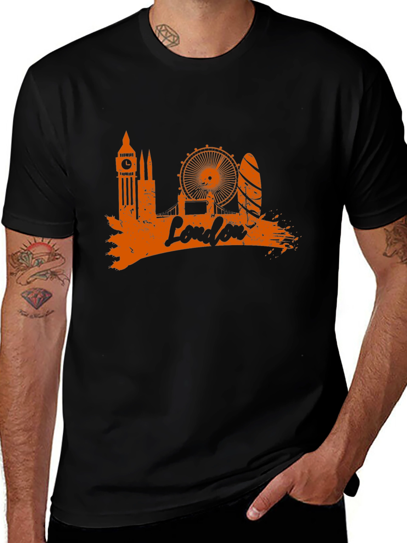 London Skyline Graphic Tee - Stylish Black T-Shirt