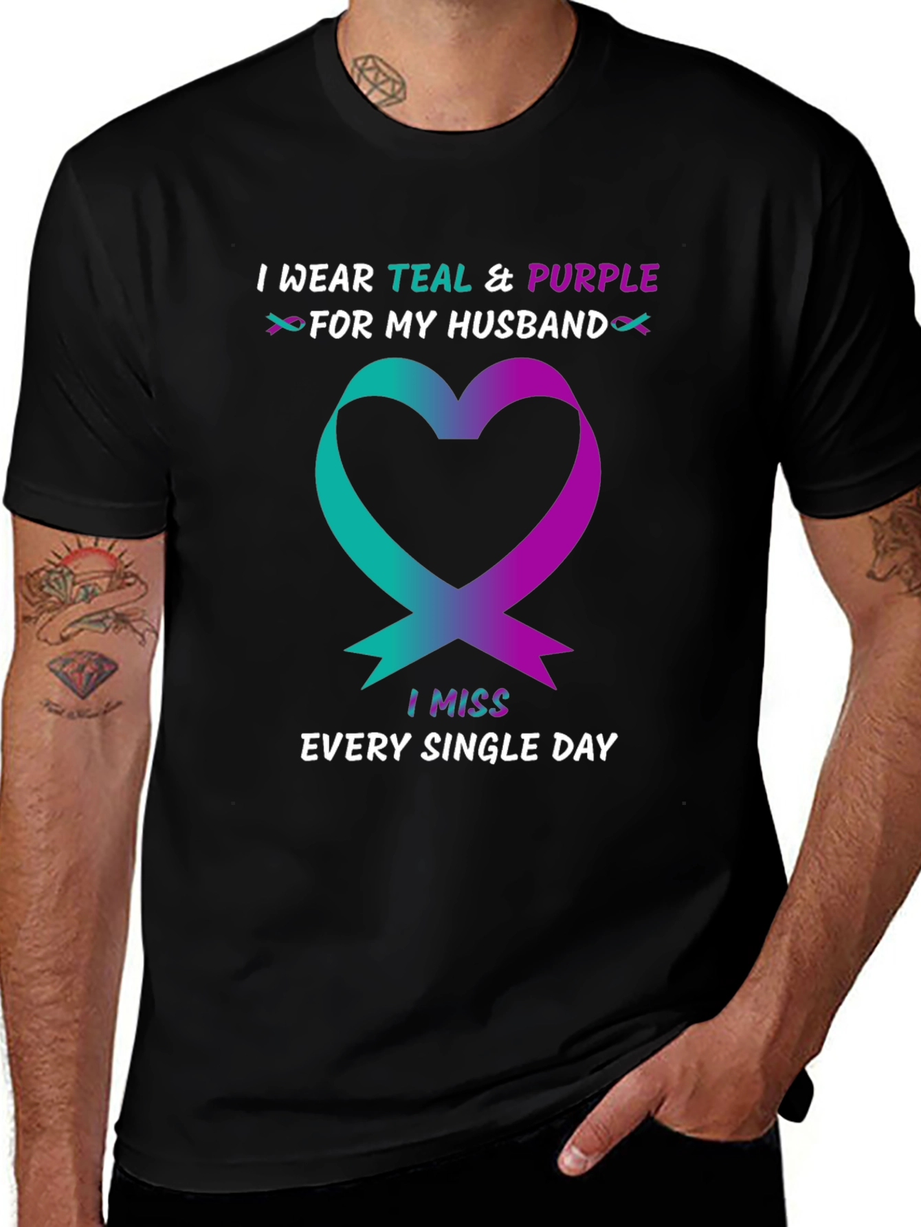 Variant 11 of Teal & Purple Husband Remembrance T-Shirt