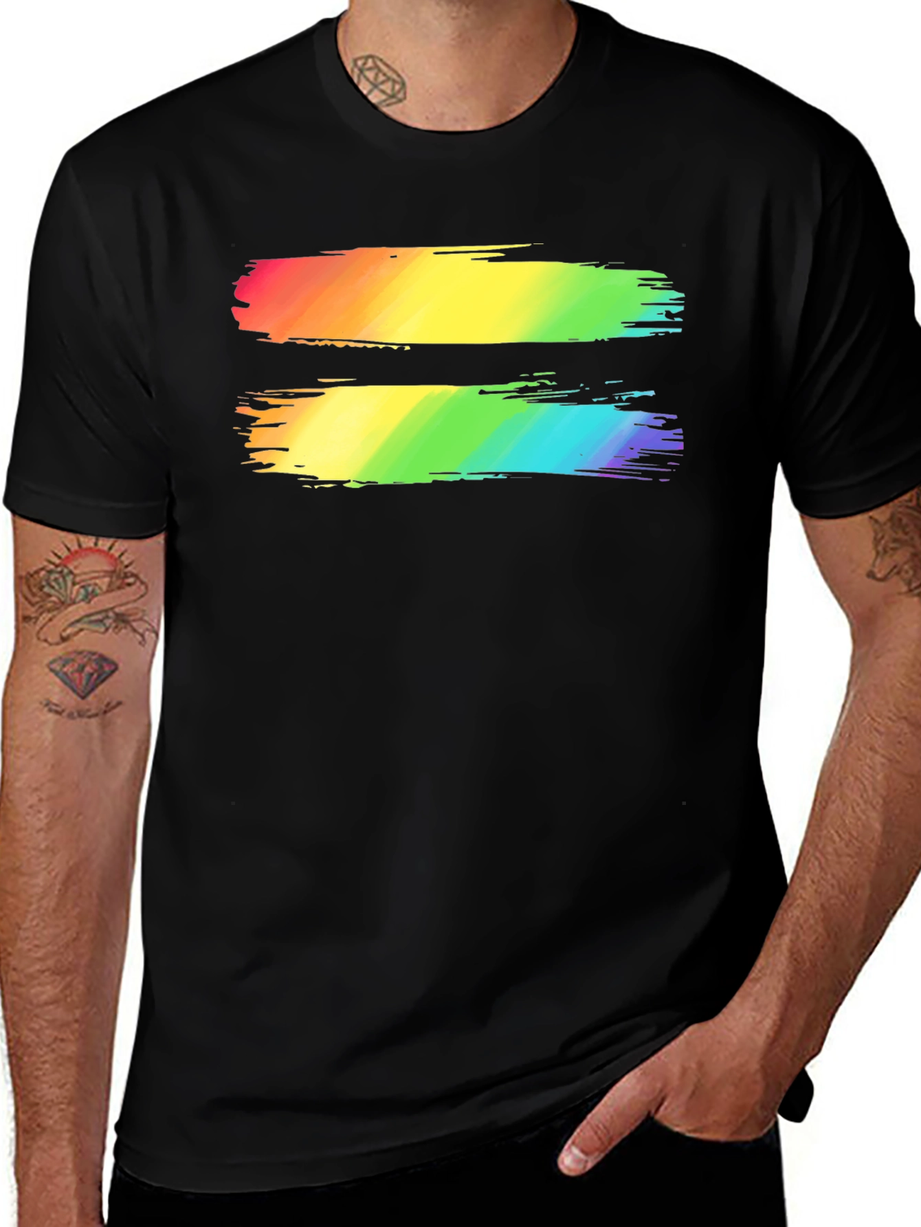 Variant 23 of Equality Rainbow Brushstroke T-Shirt - Black