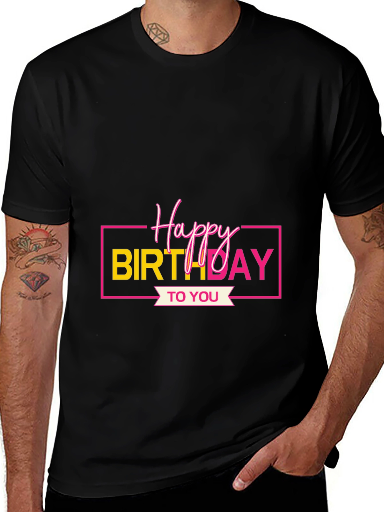 Variant 29 of Happy Birthday Graphic Tee - Black