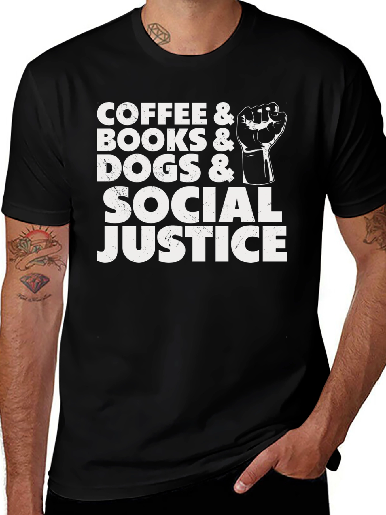 Variant 2 of Coffee Books Dogs Social Justice T-Shirt