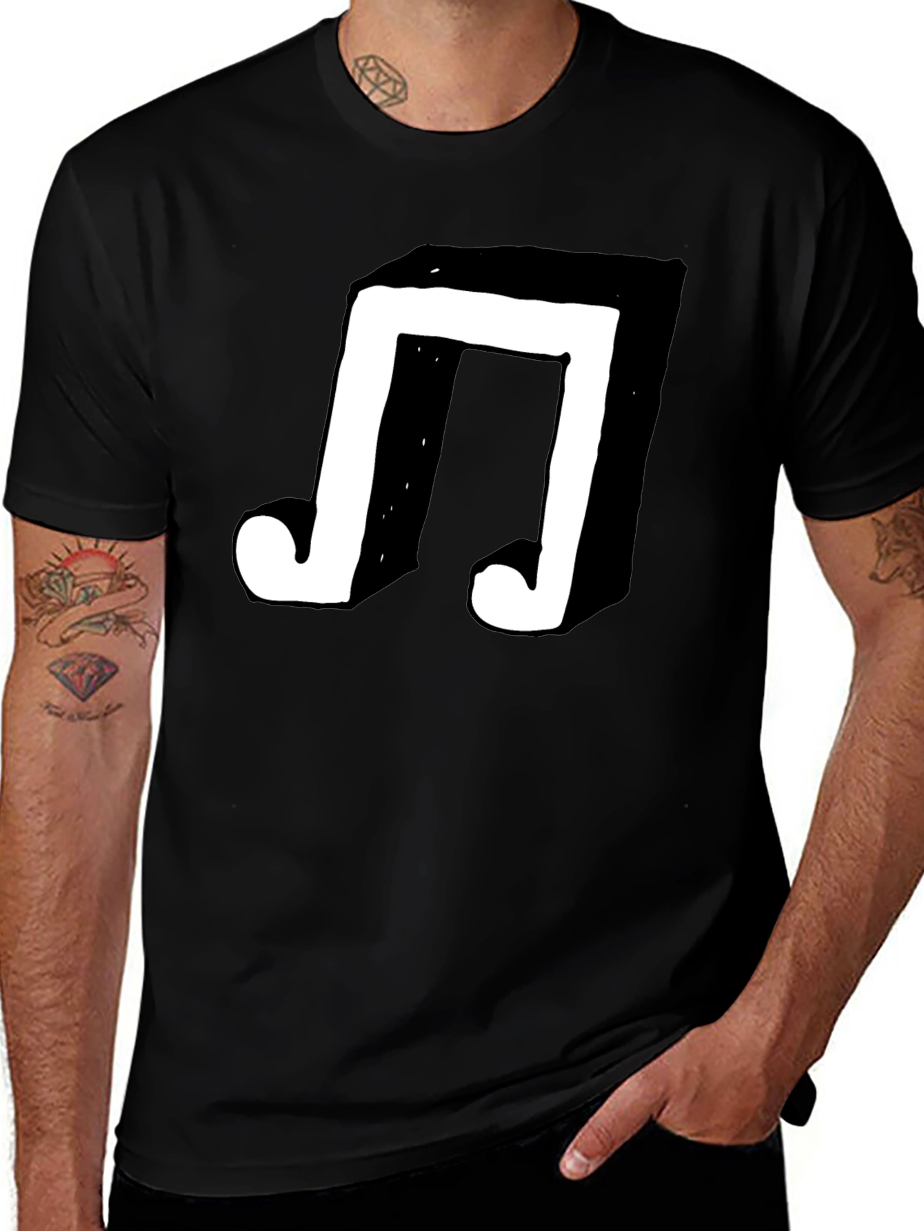 Variant 5 of Musical Note Graphic Tee - Black Cotton T-Shirt