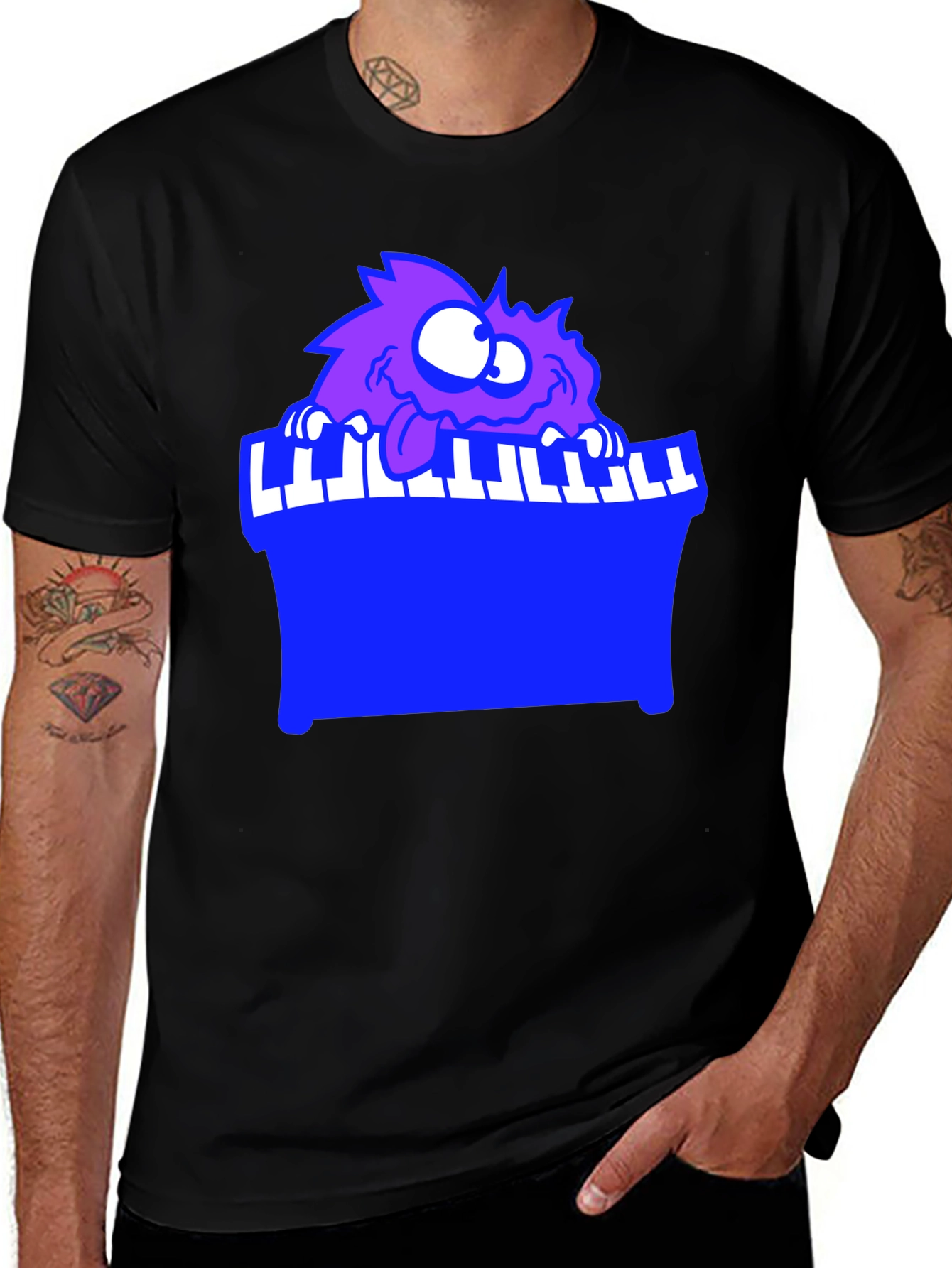 Variant 26 of Monster Playing Piano Black T-Shirt