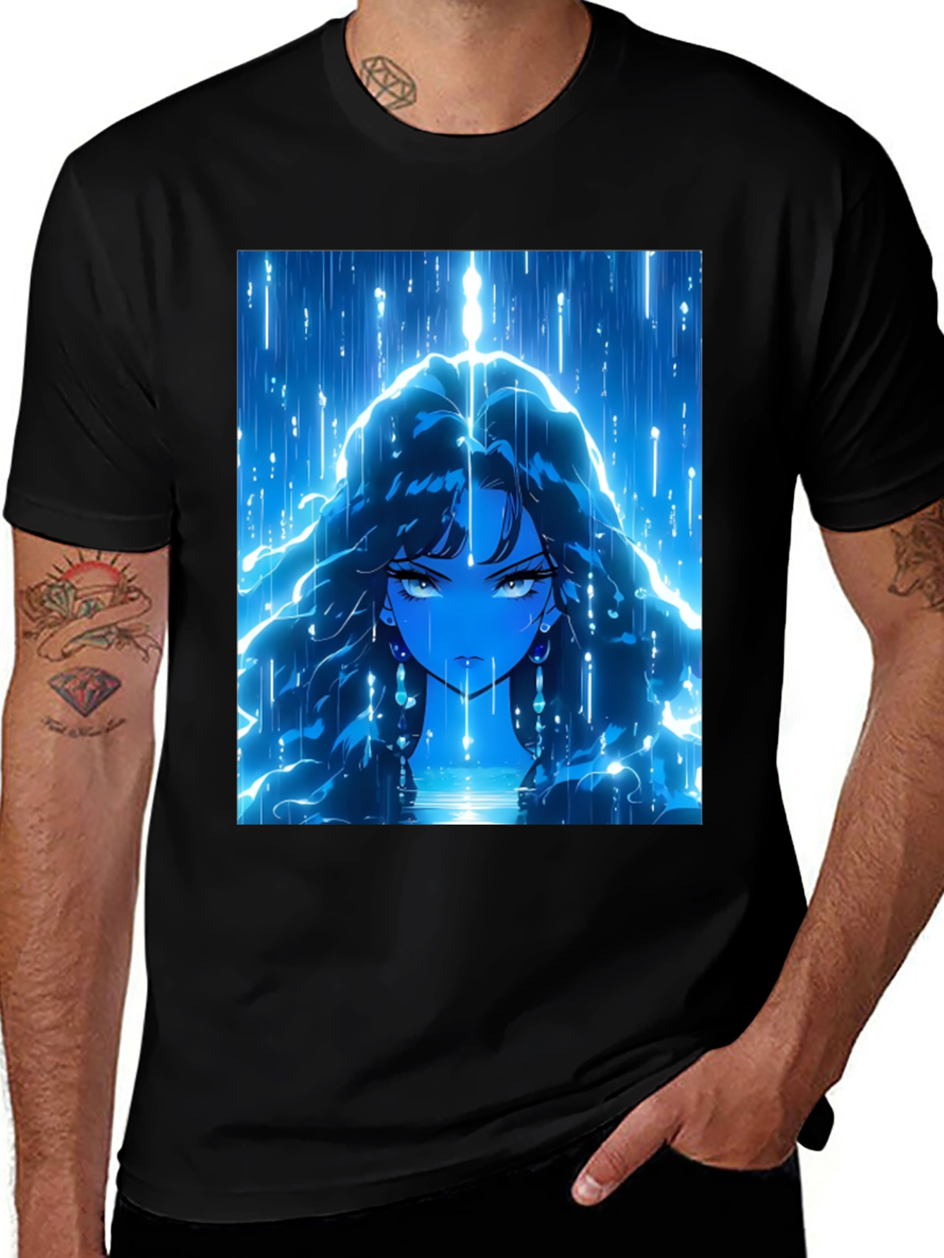 Variant 6 of Anime Girl Graphic Black T-Shirt