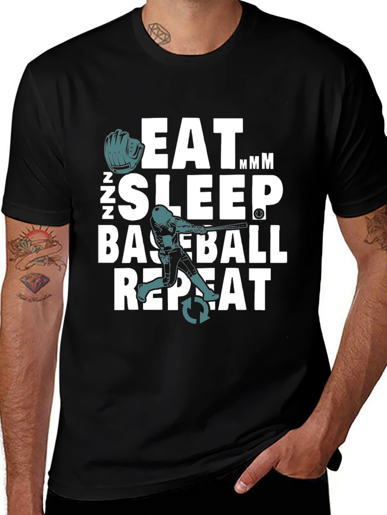 Variant 9 of Eat Sleep Baseball Repeat T-Shirt
