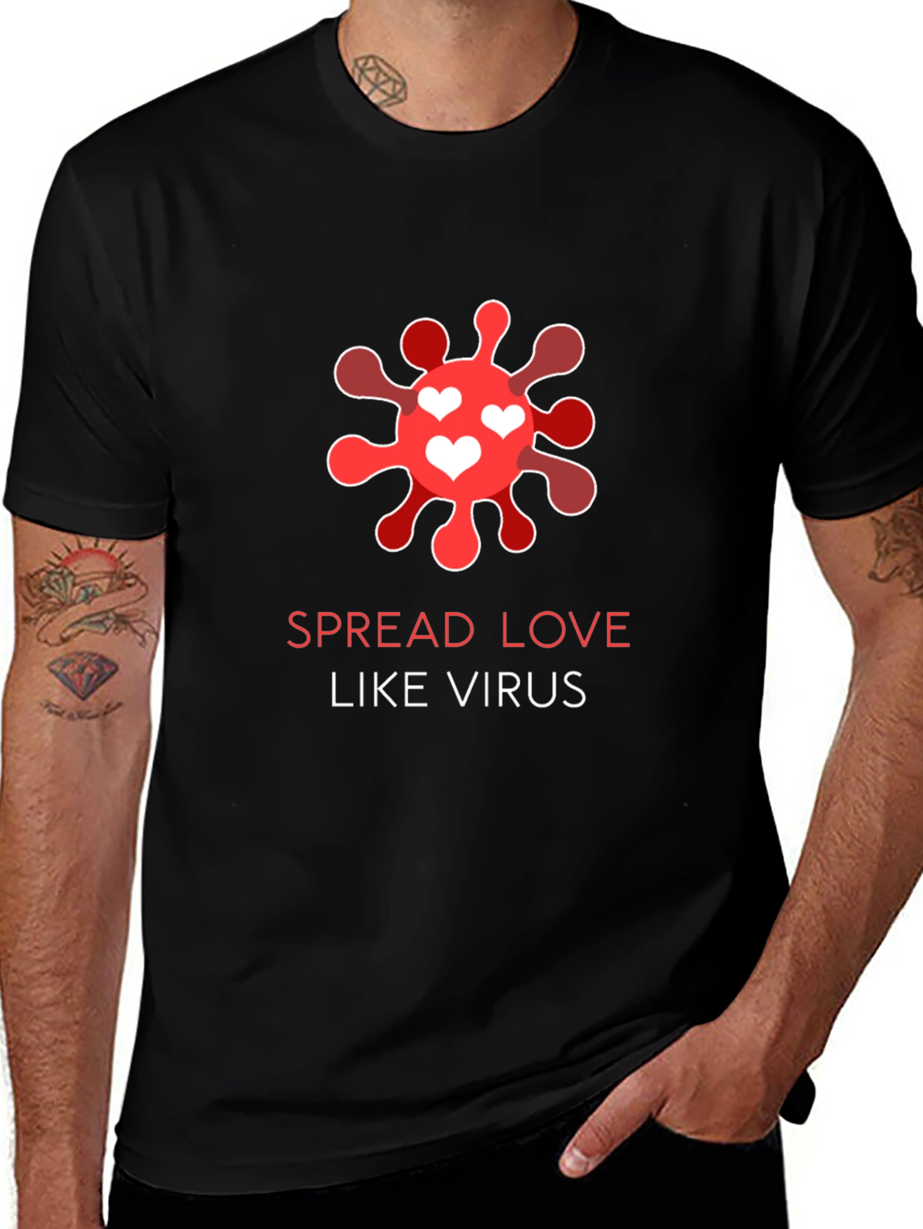 Variant 17 of Spread Love Like Virus Black T-Shirt