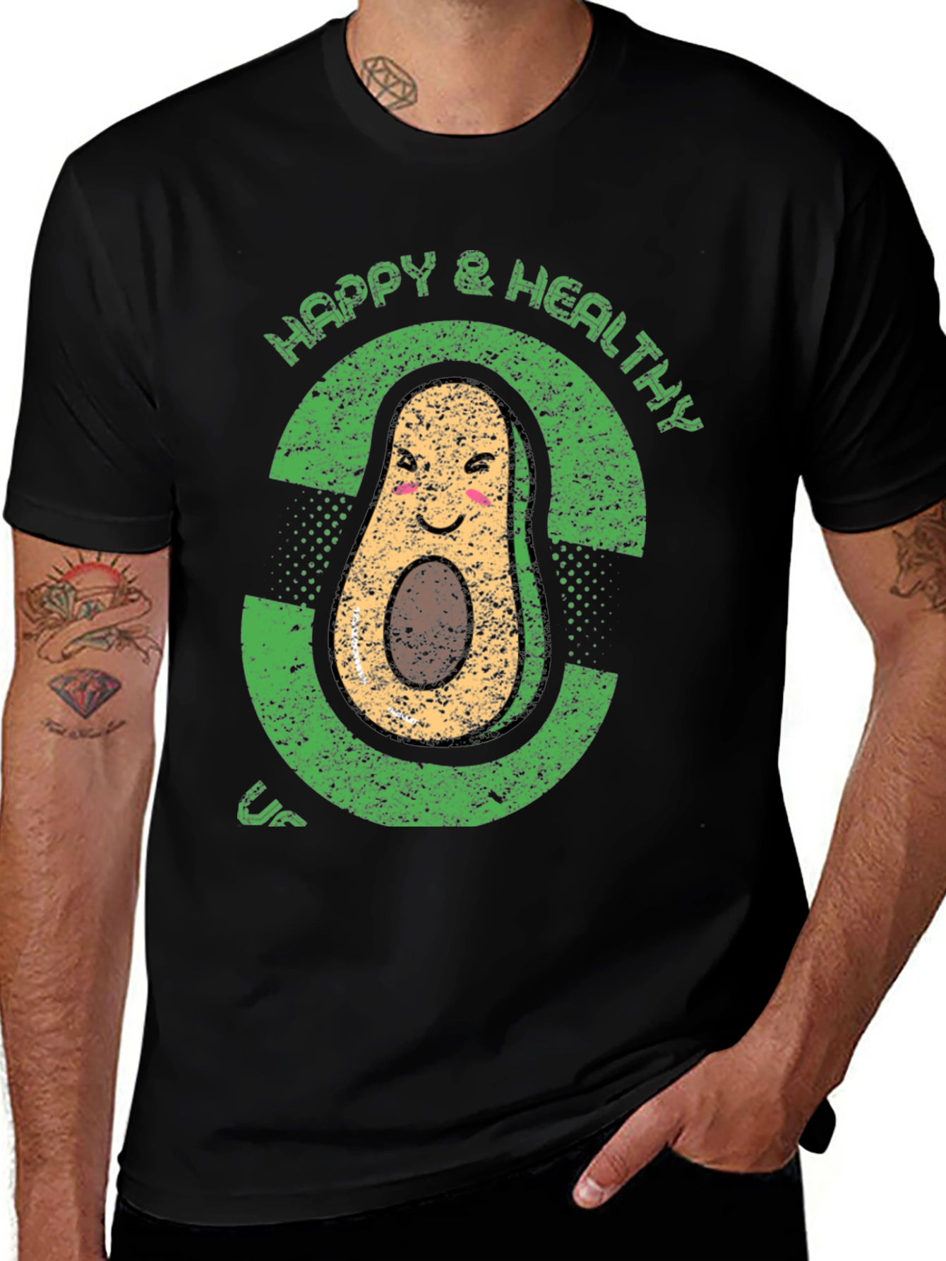 Variant 18 of Happy & Healthy Avocado Graphic Tee - Unique Style