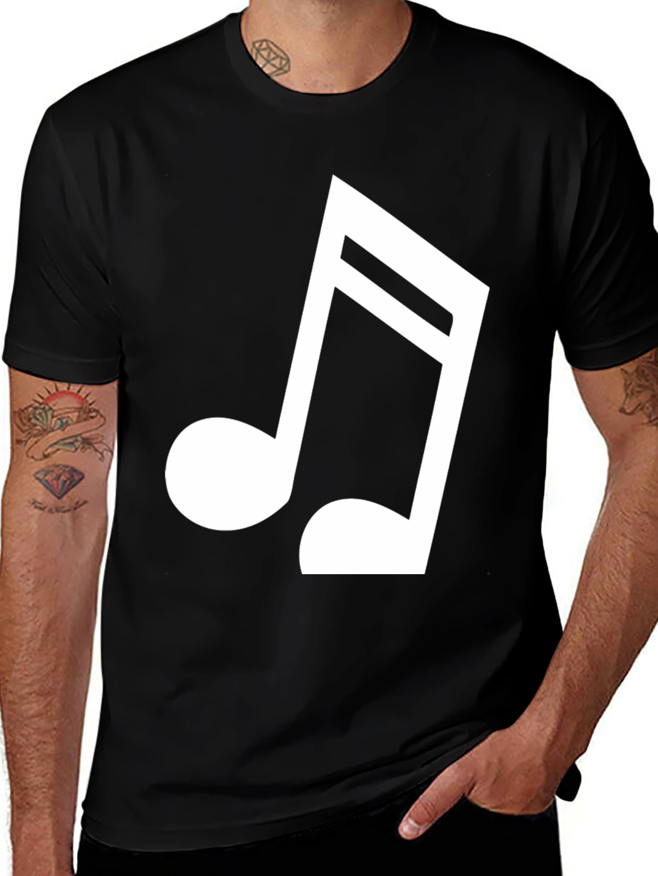 Variant 18 of Musical Note Graphic Tee - Black Cotton T-Shirt