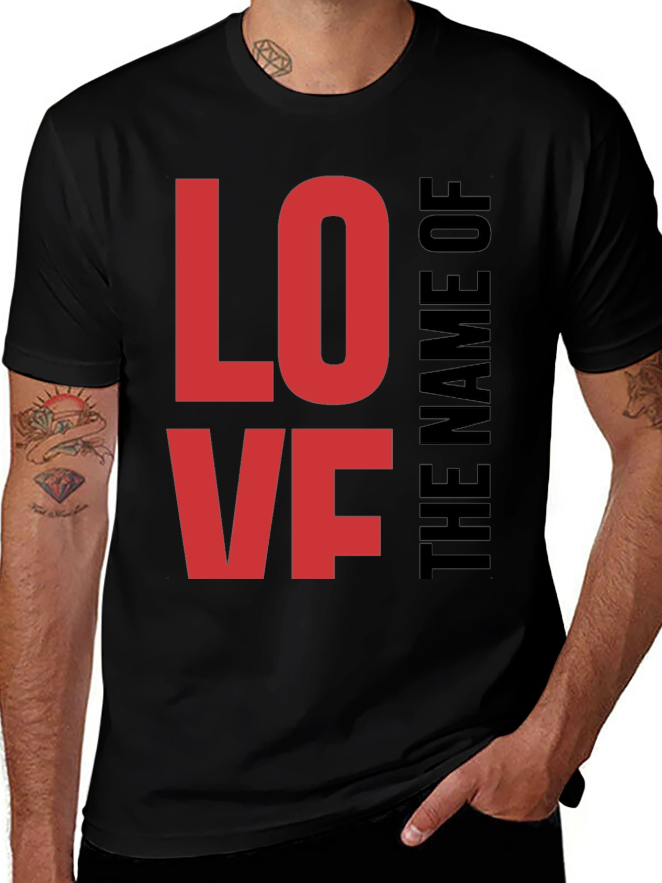 Variant 2 of Love Graphic Black Tee for Men