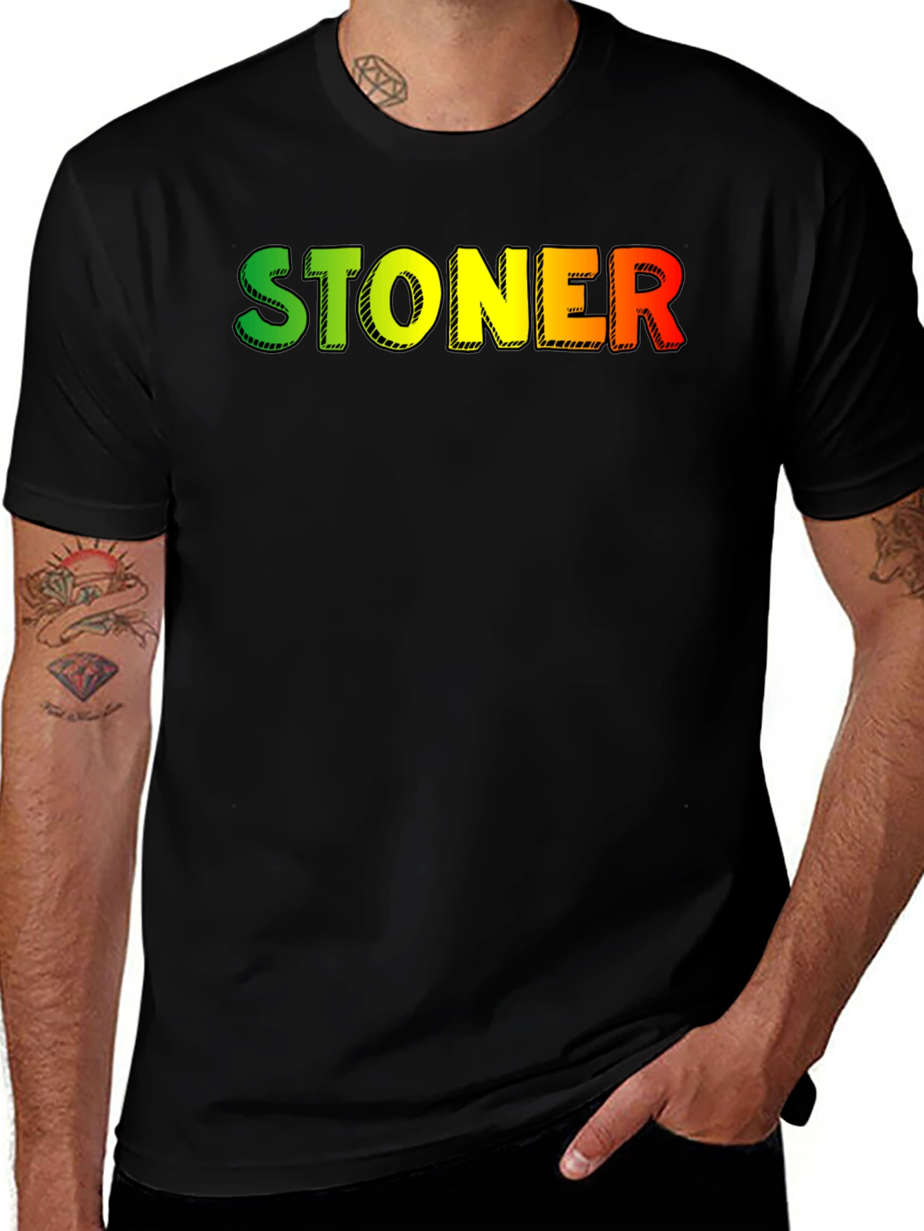 Variant 27 of Stoner Graphic Print T-Shirt - Rasta Colors