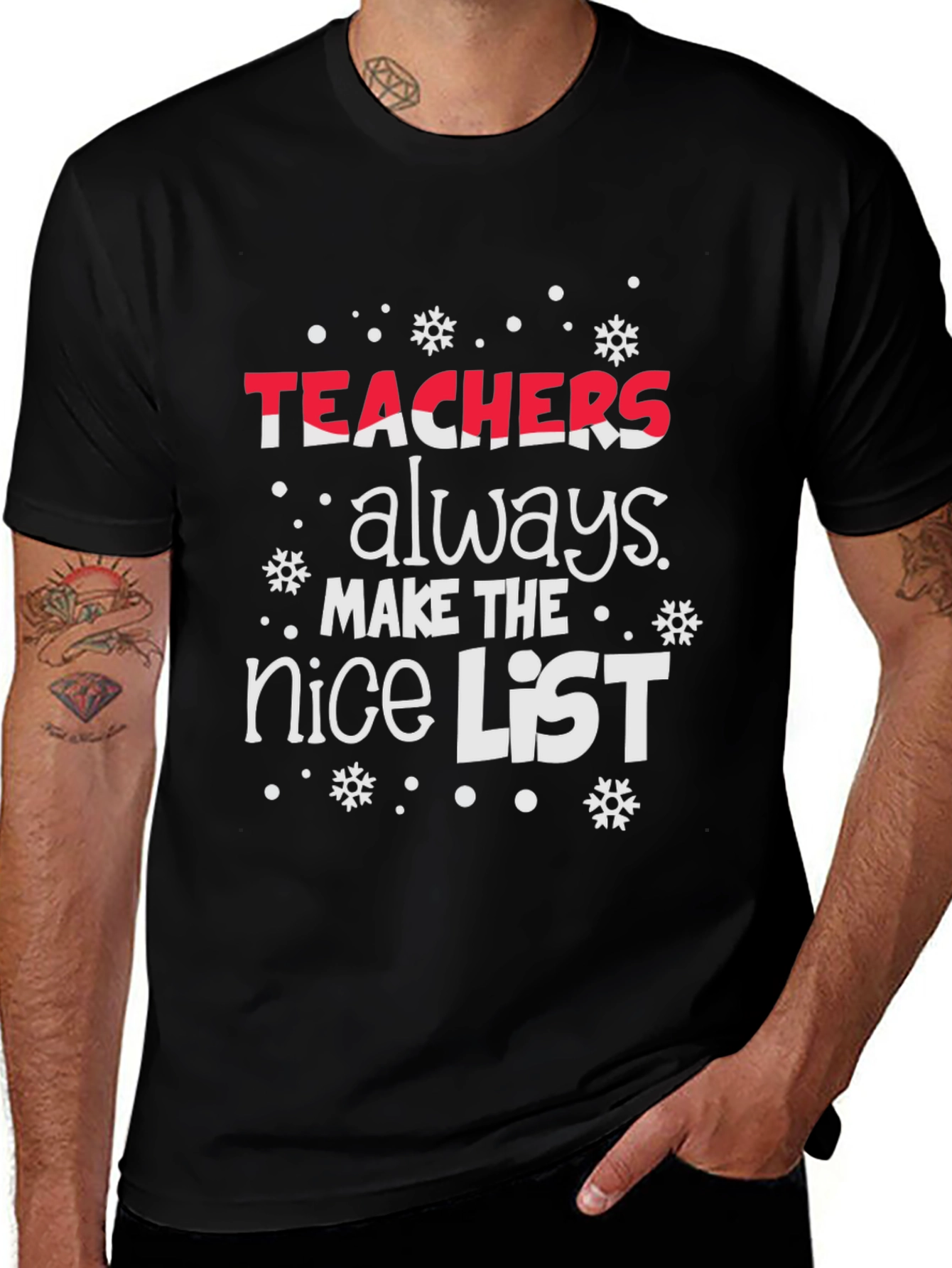 Variant 7 of Teachers Nice List Christmas T-Shirt