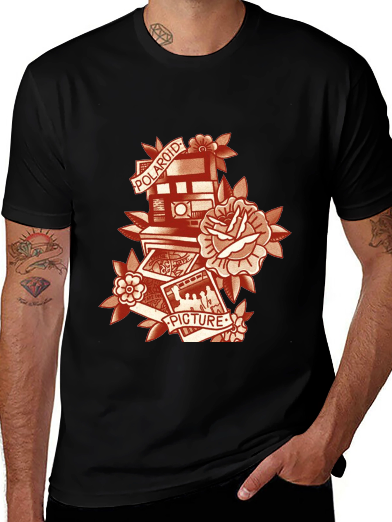 Variant 6 of Retro Polaroid Camera & Rose Graphic T-Shirt